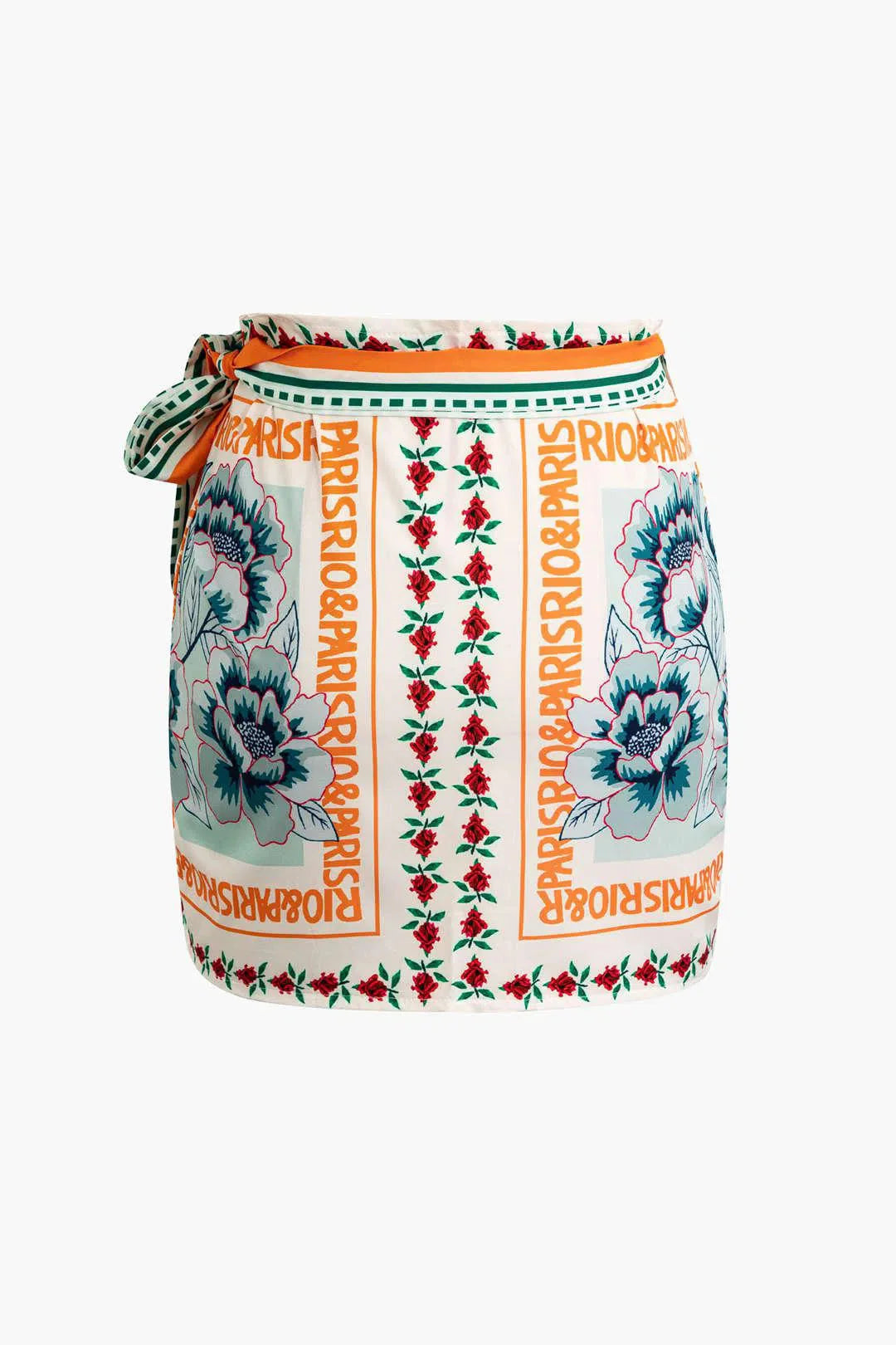 Licia – Knot detail – Floral wrap mini skirt-15140933206400-Santi Vento Atelier