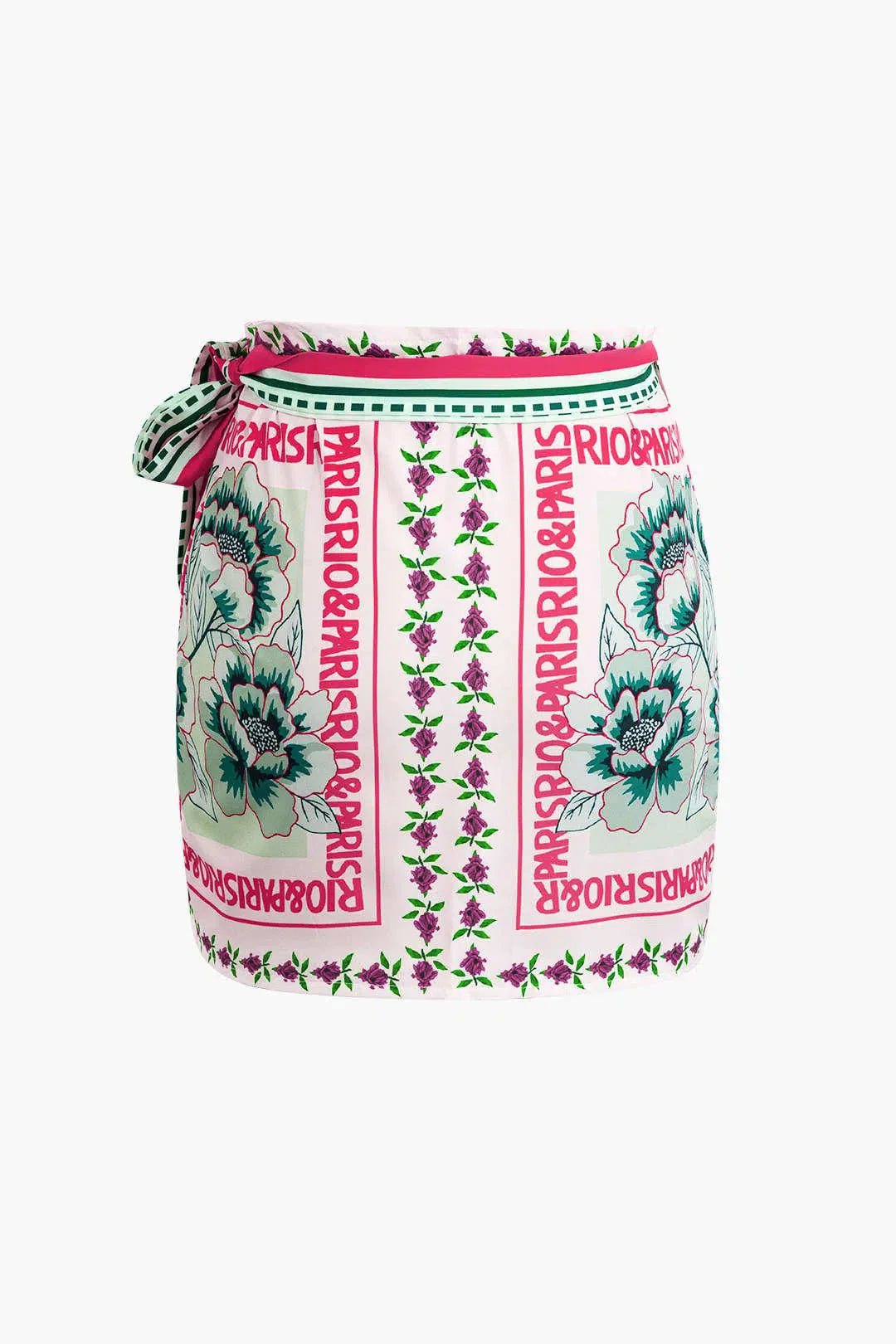 Licia – Knot detail – Floral wrap mini skirt-15140933206400-Santi Vento Atelier