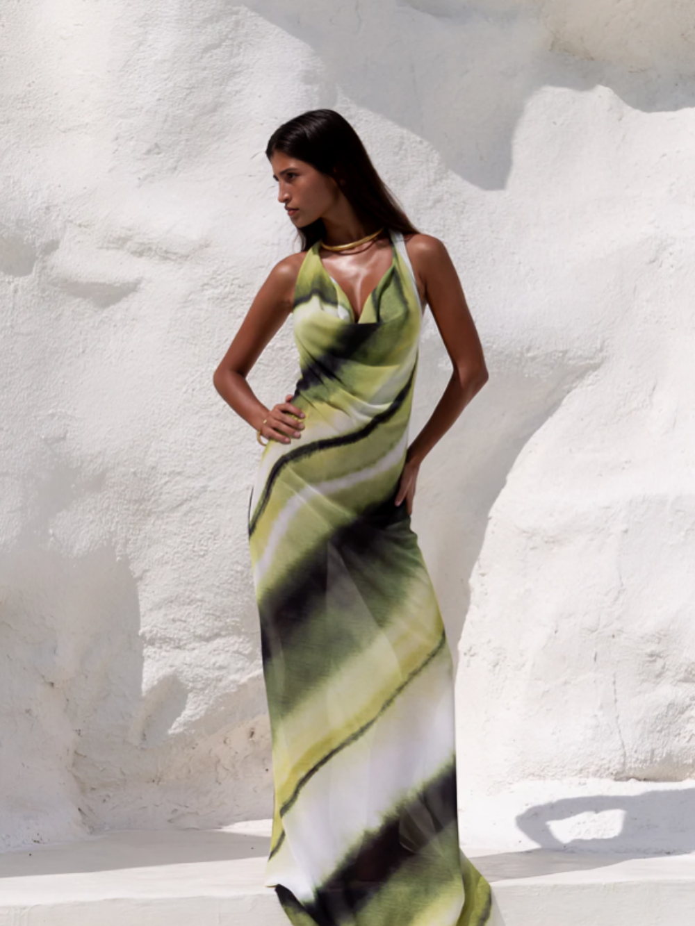 Lilianne – Cowl neck gradient – Maxi dress-15139768959360-Santi Vento Atelier