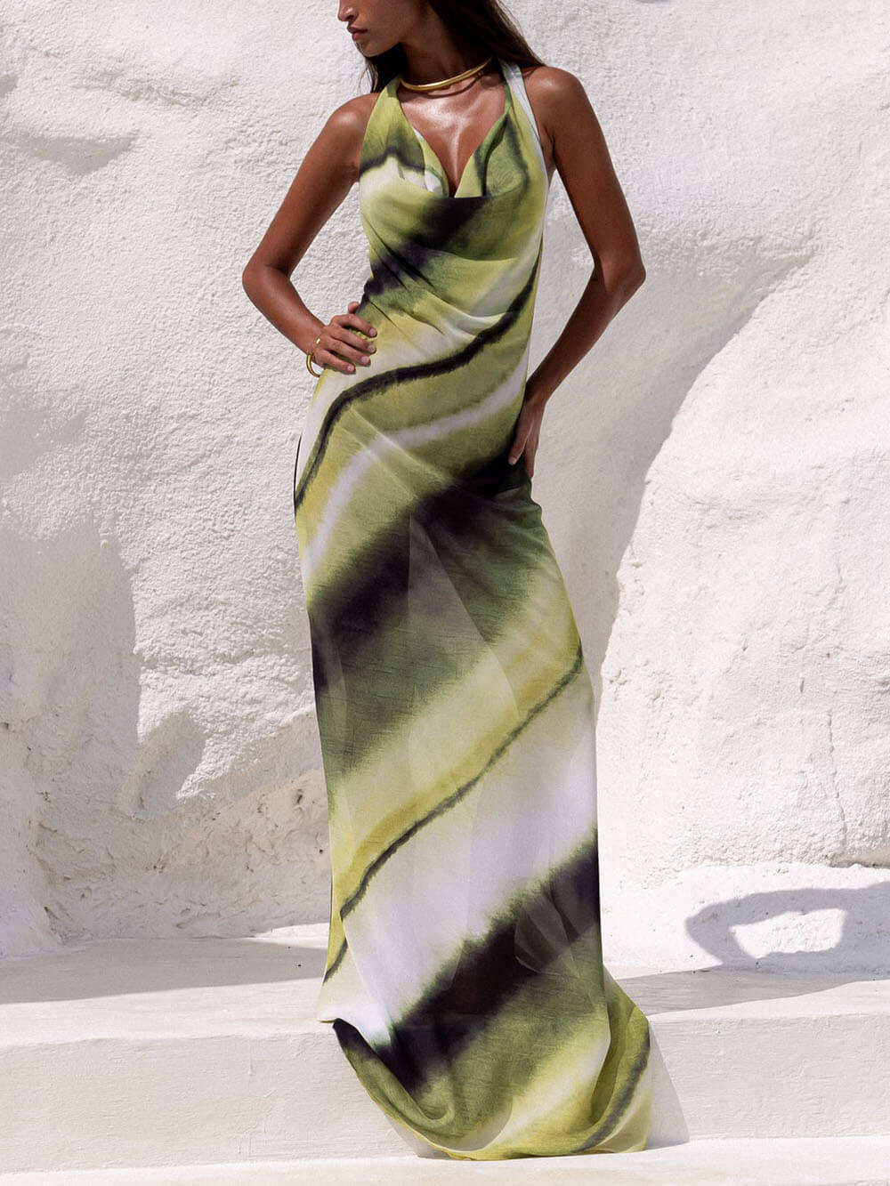 Lilianne – Cowl neck gradient – Maxi dress-15139768959360-Santi Vento Atelier