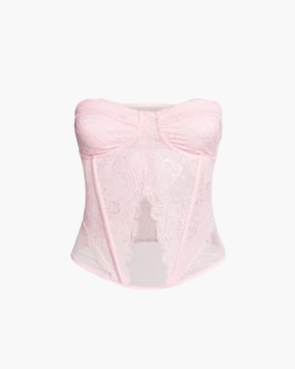 Lilouane – Lace and mesh pleats – Mini two-piece set-15140857020800-Santi Vento Atelier