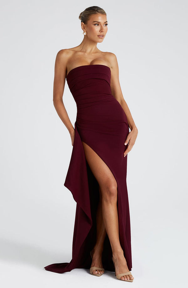 Lioraé – Strapless drape – Thigh slit evening gown-15151287894400-Santi Vento Atelier