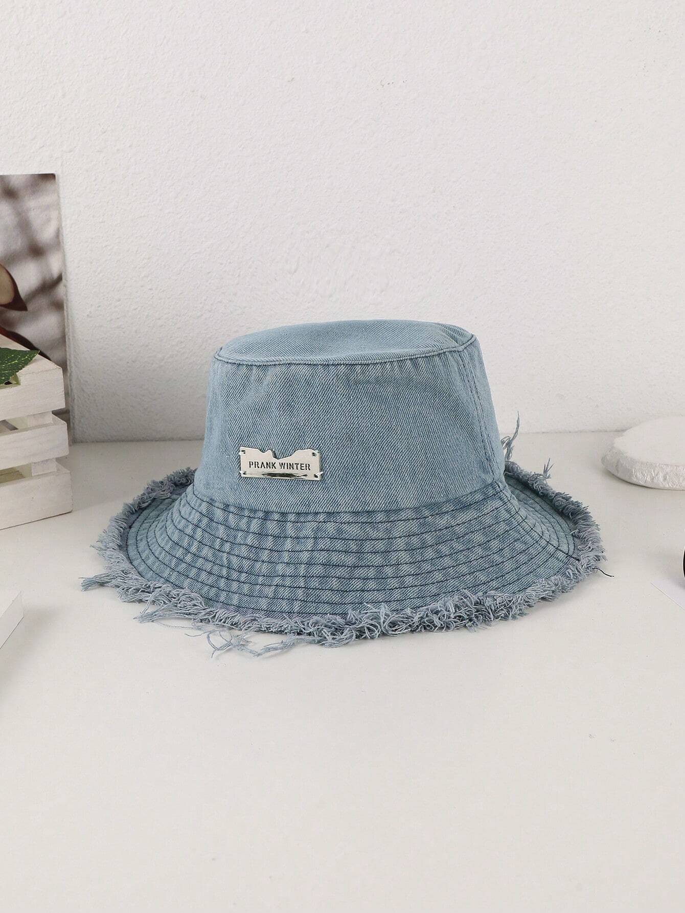 Lioré – Distressed edge – Washed denim bucket hat-15145725559168-Santi Vento Atelier