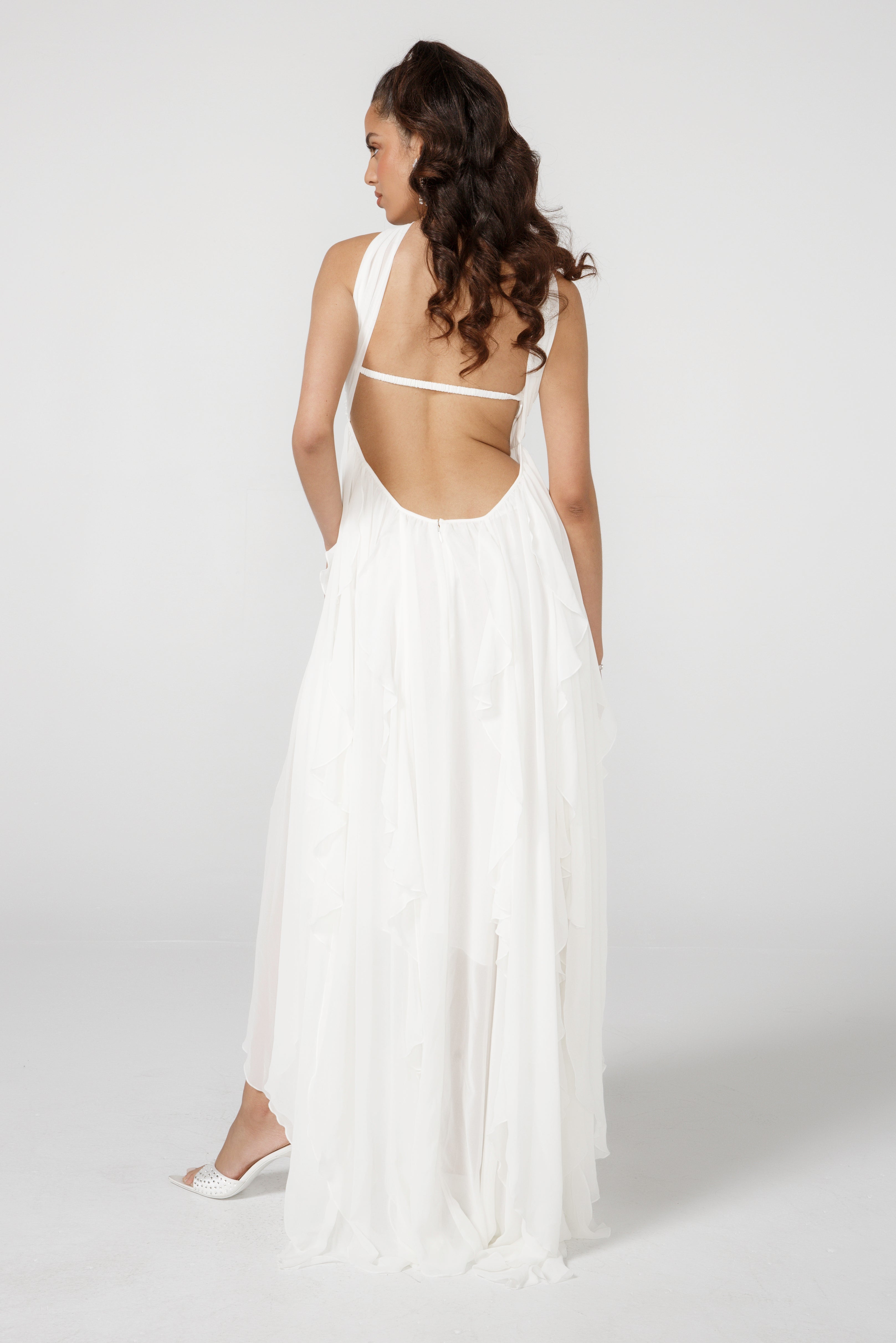 Lunariah – Ruffled drape – Strapless maxi dress-15170344518016-Santi Vento Atelier