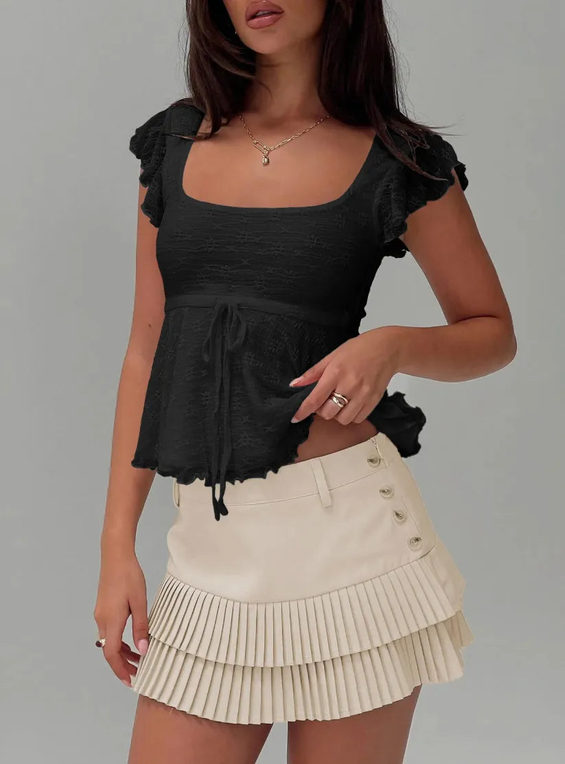 Lunelle – Ruffle sleeve – Peplum blouse-15157788082560-Santi Vento Atelier