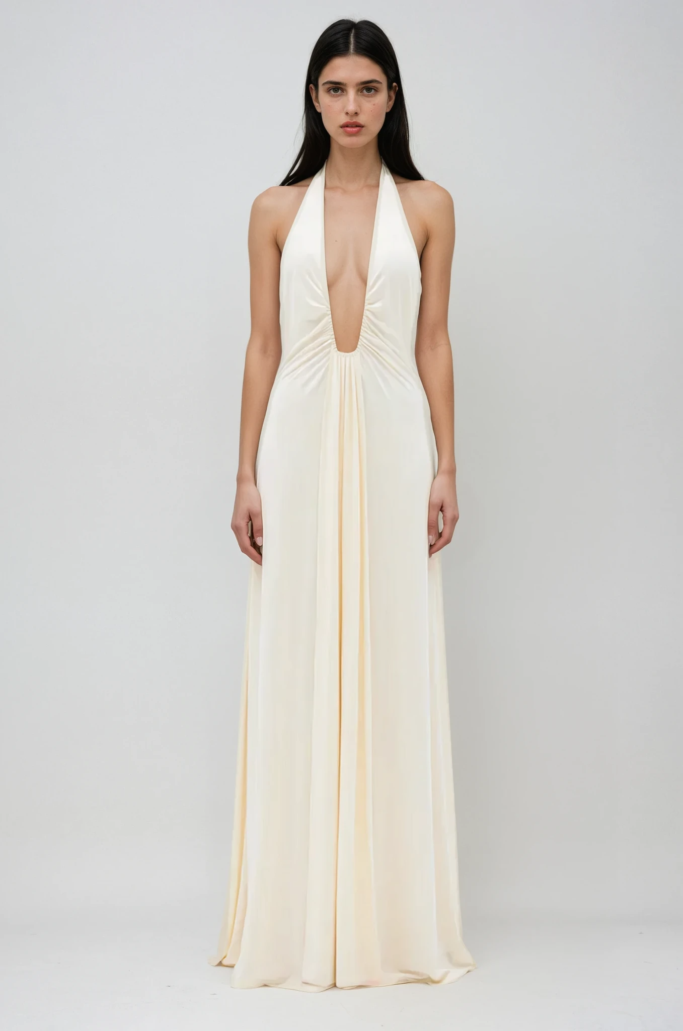 Lunèra – Plunging elegance – Maxi dress-15170322694528-Santi Vento Atelier