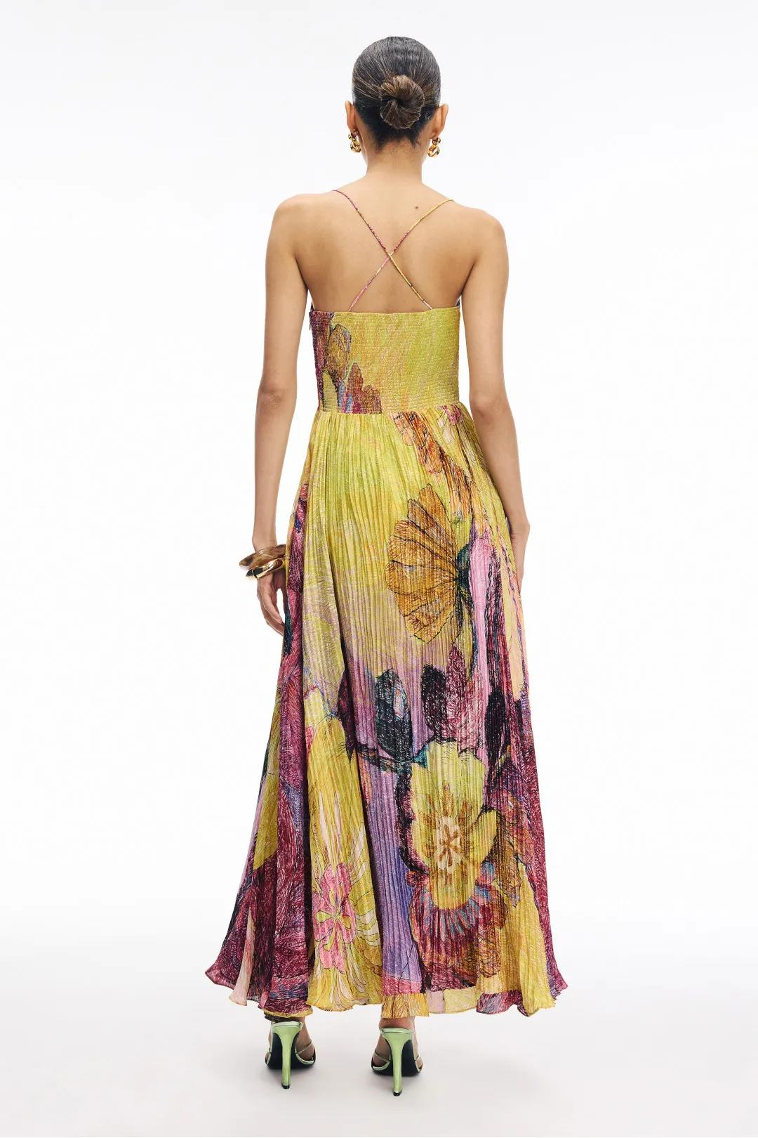 Lunézia – Romantic floral pleats – Maxi dress-15170371944832-Santi Vento Atelier