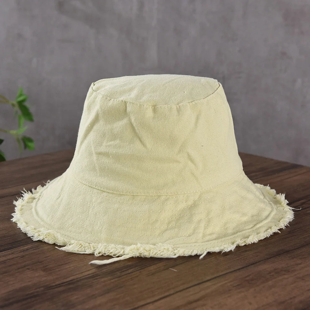 Maelis – Raw edge – Cotton bucket hat-15145724346752-Santi Vento Atelier