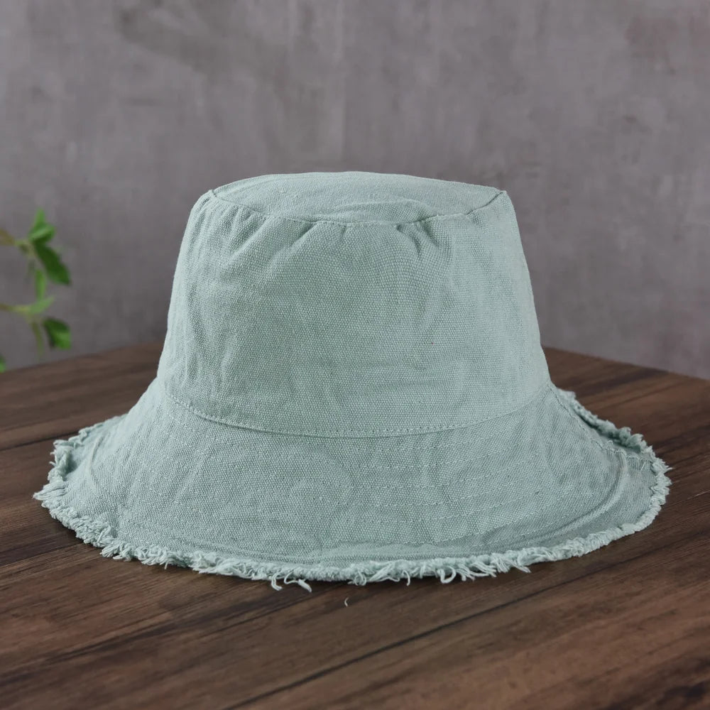 Maelis – Raw edge – Cotton bucket hat-15145724346752-Santi Vento Atelier