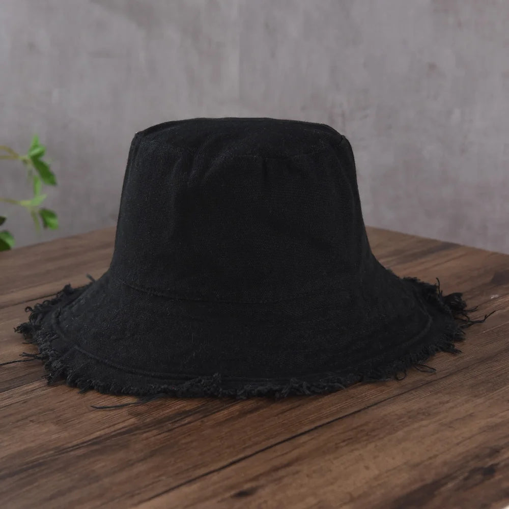 Maelis – Raw edge – Cotton bucket hat-15145724346752-Santi Vento Atelier