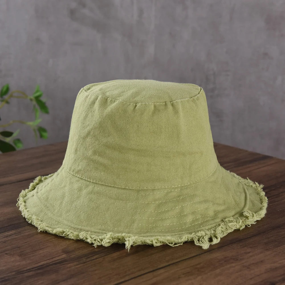Maelis – Raw edge – Cotton bucket hat-15145724346752-Santi Vento Atelier