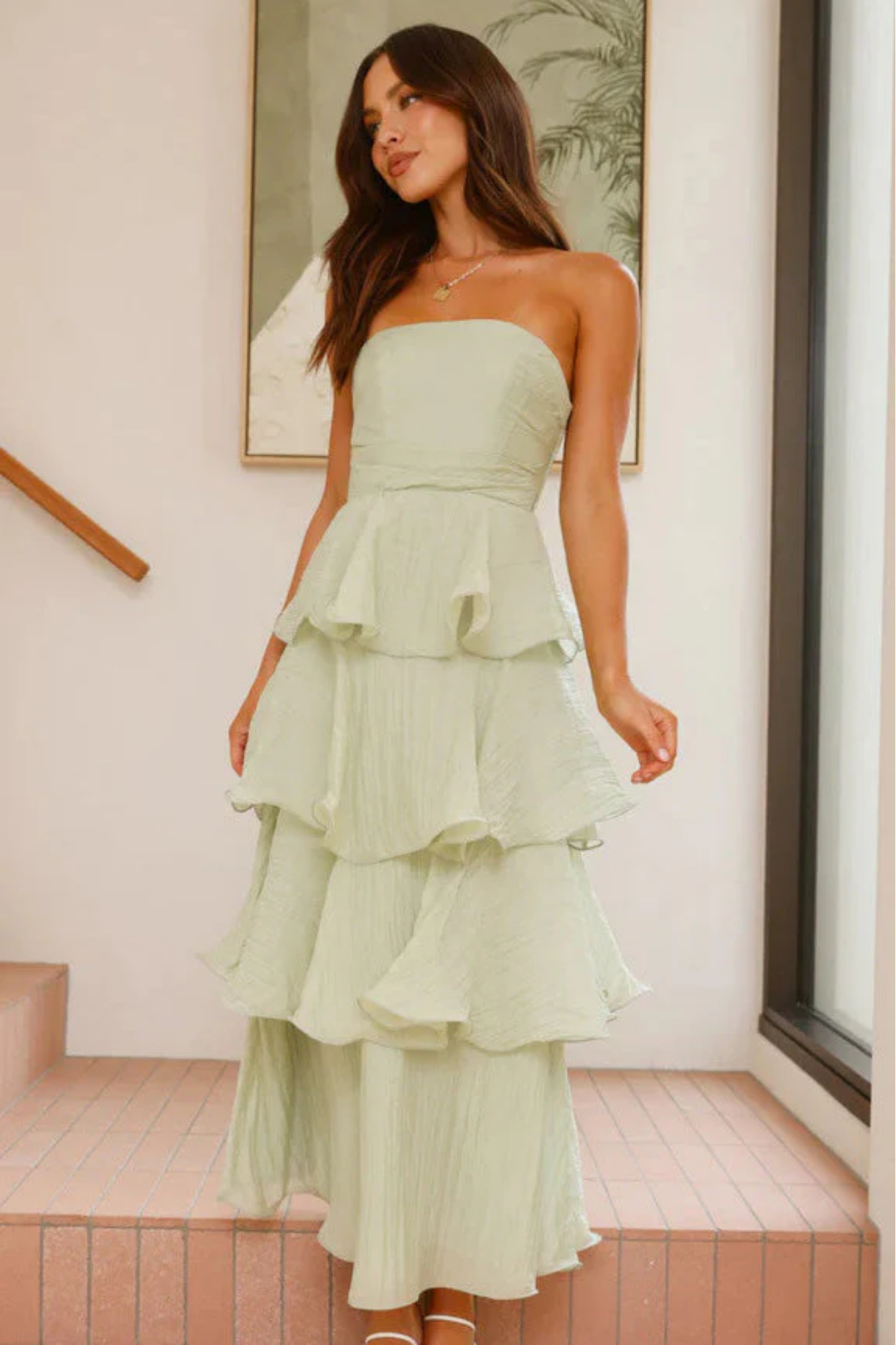 Margaret – Ruffled tiers – Strapless maxi dress-15150425080192-Santi Vento Atelier