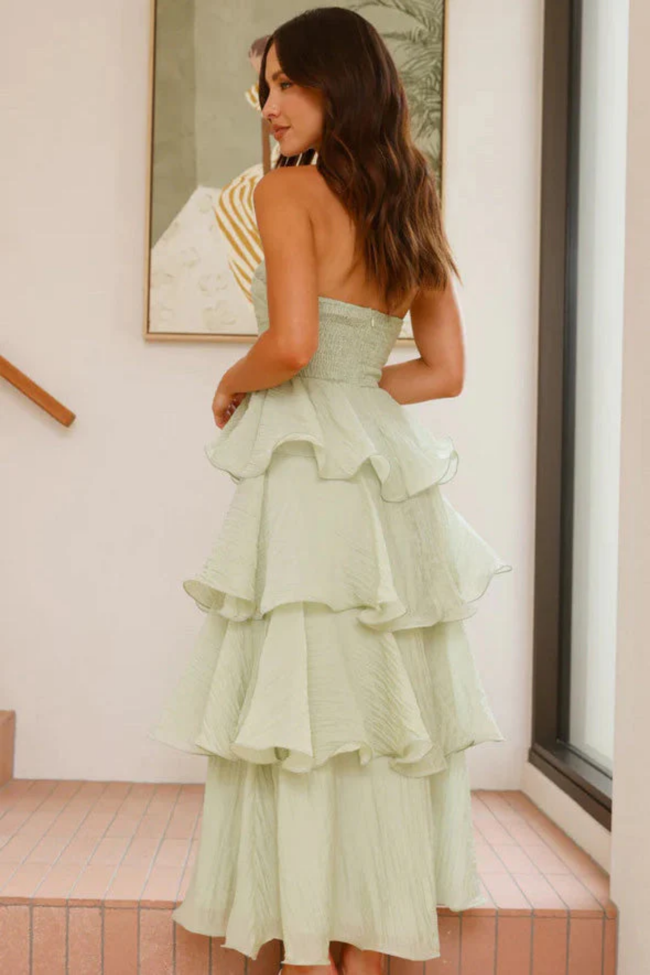 Margaret – Ruffled tiers – Strapless maxi dress-15150425080192-Santi Vento Atelier