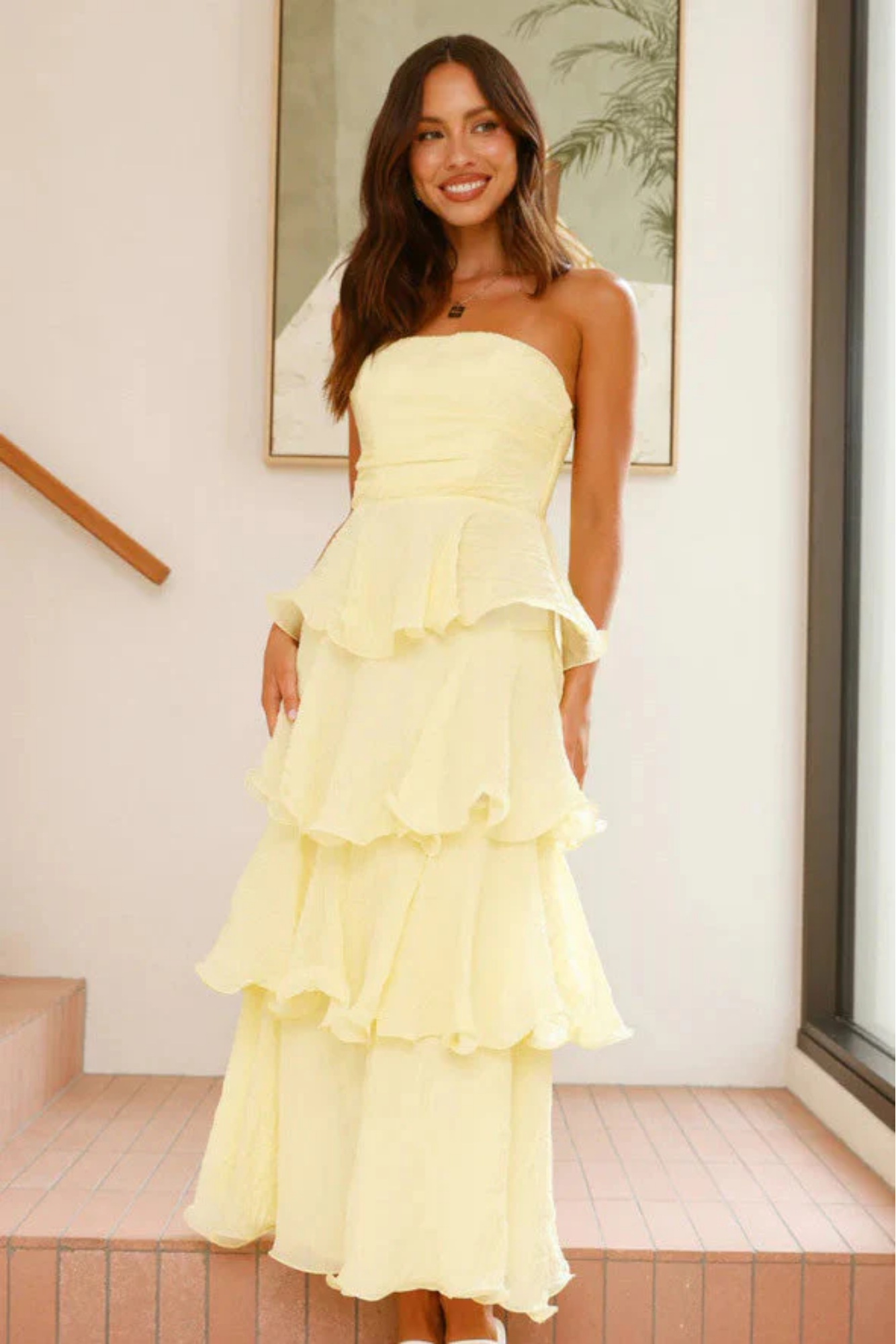 Margaret – Ruffled tiers – Strapless maxi dress-15150425080192-Santi Vento Atelier