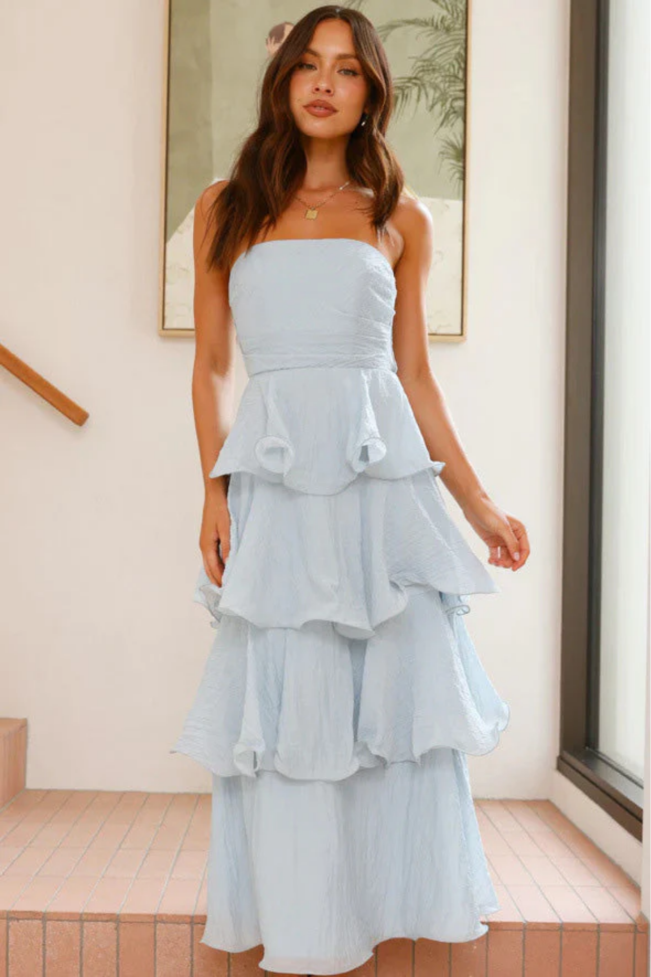 Margaret – Ruffled tiers – Strapless maxi dress-15150425080192-Santi Vento Atelier