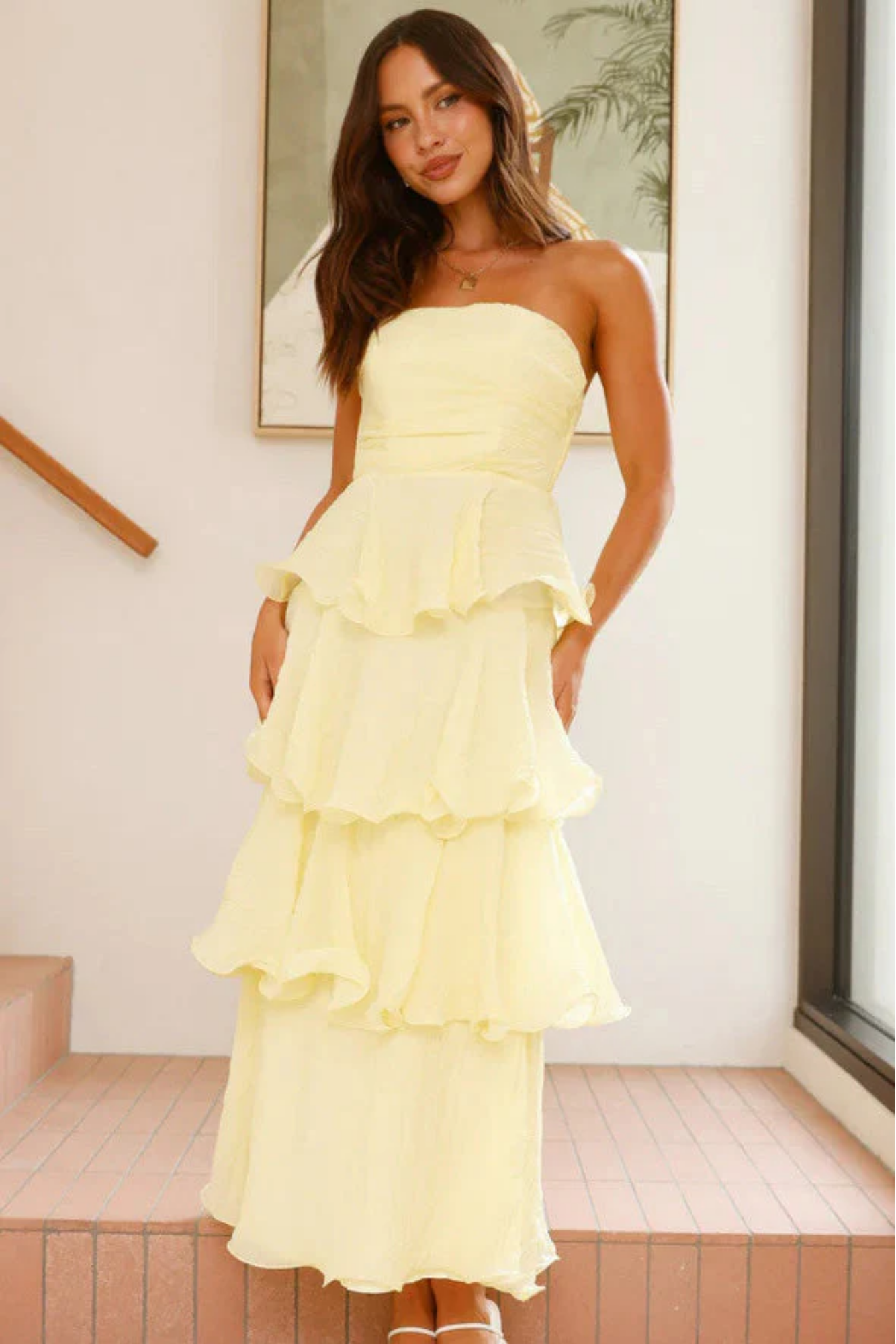 Margaret – Ruffled tiers – Strapless maxi dress-15150425080192-Santi Vento Atelier