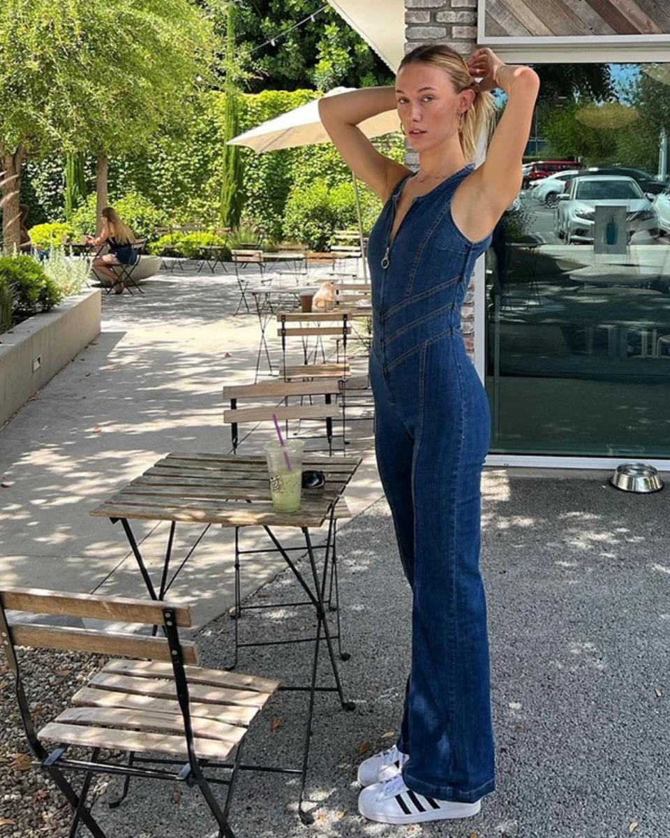 Margot – High-waisted design – Denim jumpsuit-15140896342400-Santi Vento Atelier