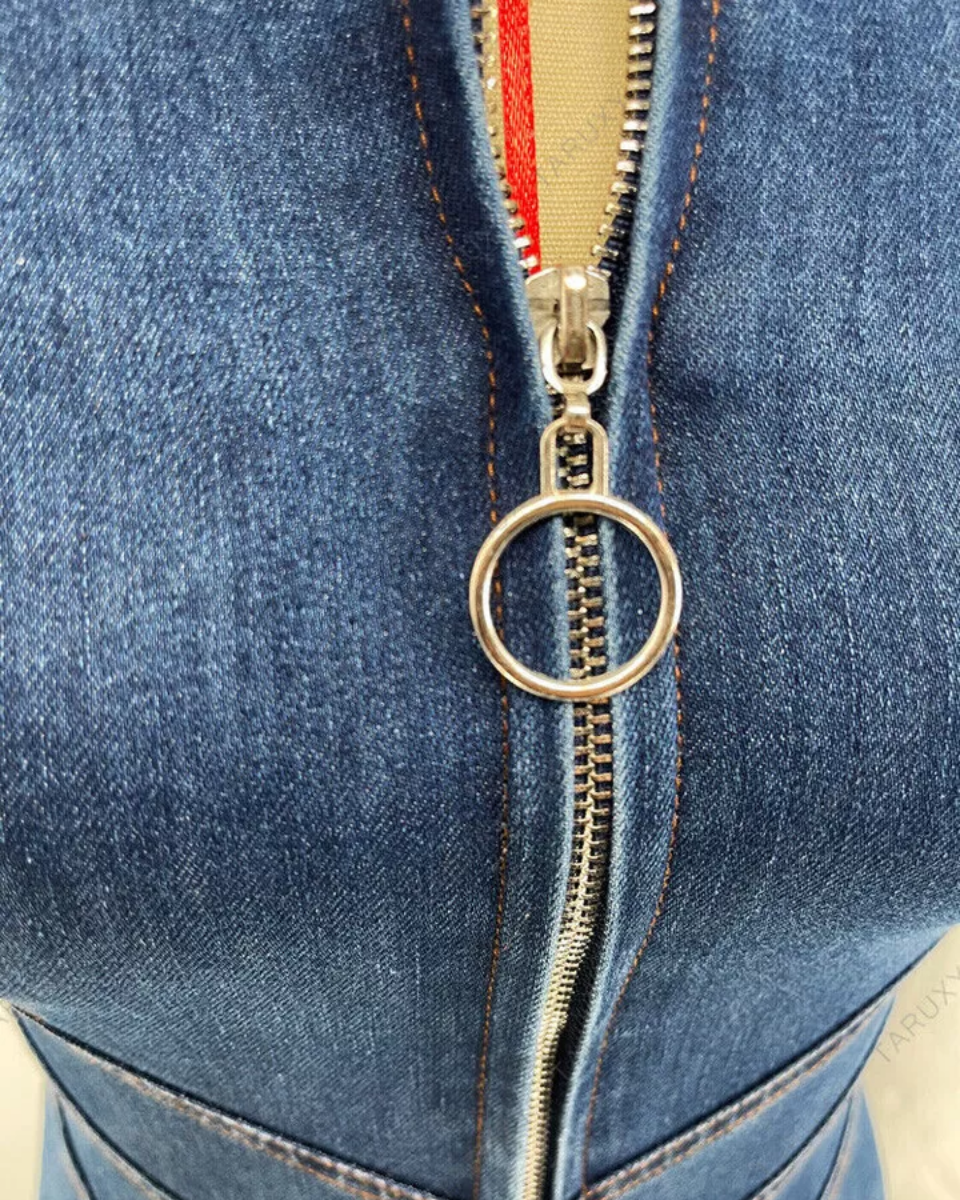 Margot – High-waisted design – Denim jumpsuit-15140896342400-Santi Vento Atelier