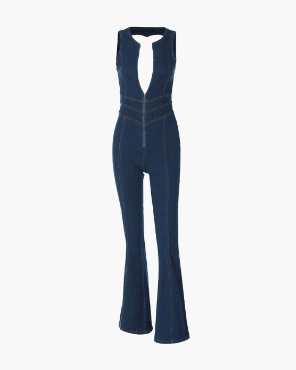 Margot – High-waisted design – Denim jumpsuit-15140896342400-Santi Vento Atelier