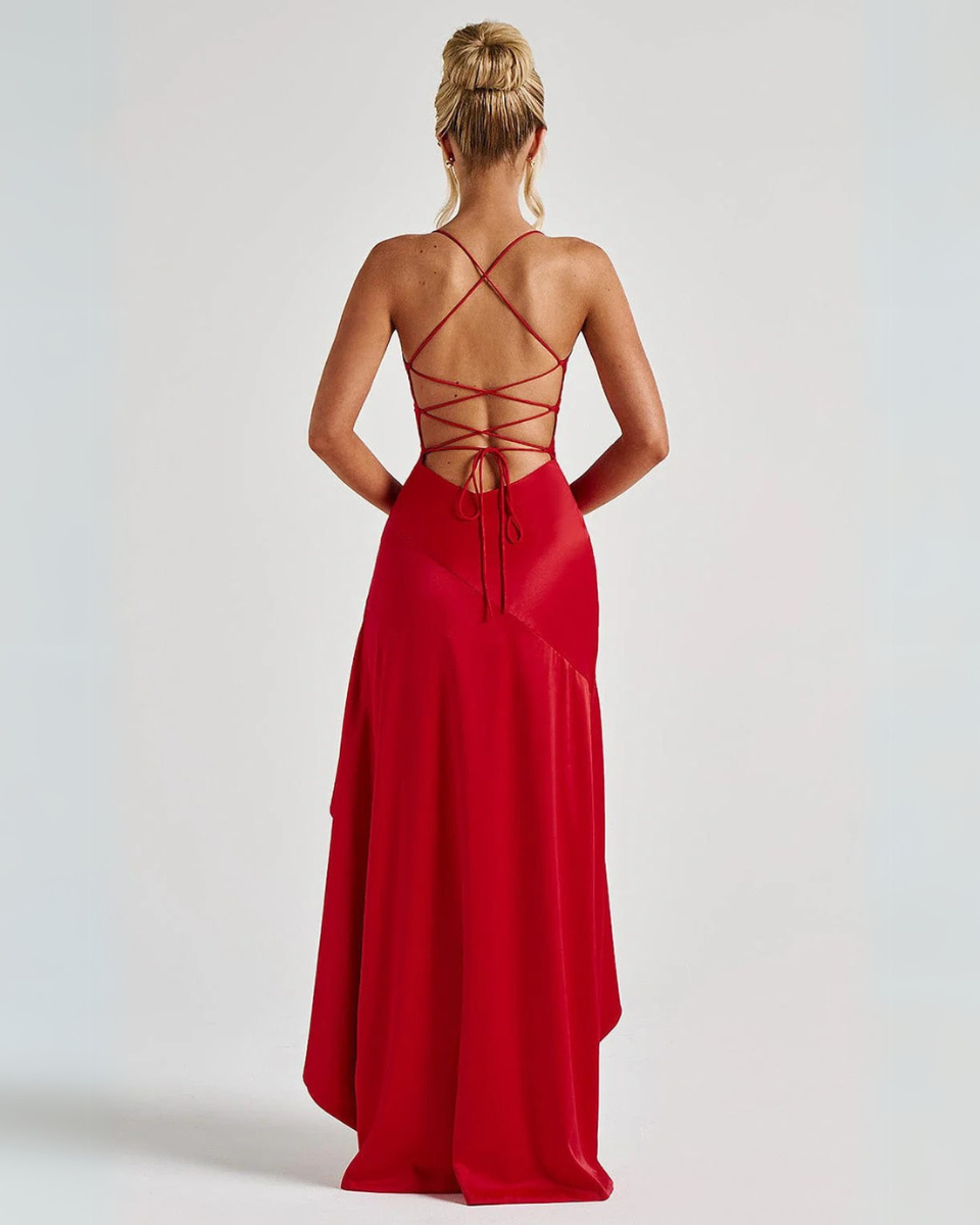 Marisella – Cascading hem – Satin evening dress-15139045802368-Santi Vento Atelier