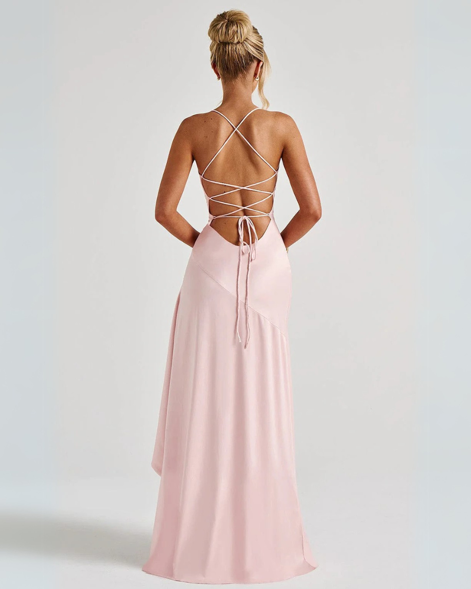 Marisella – Cascading hem – Satin evening dress-15139045802368-Santi Vento Atelier