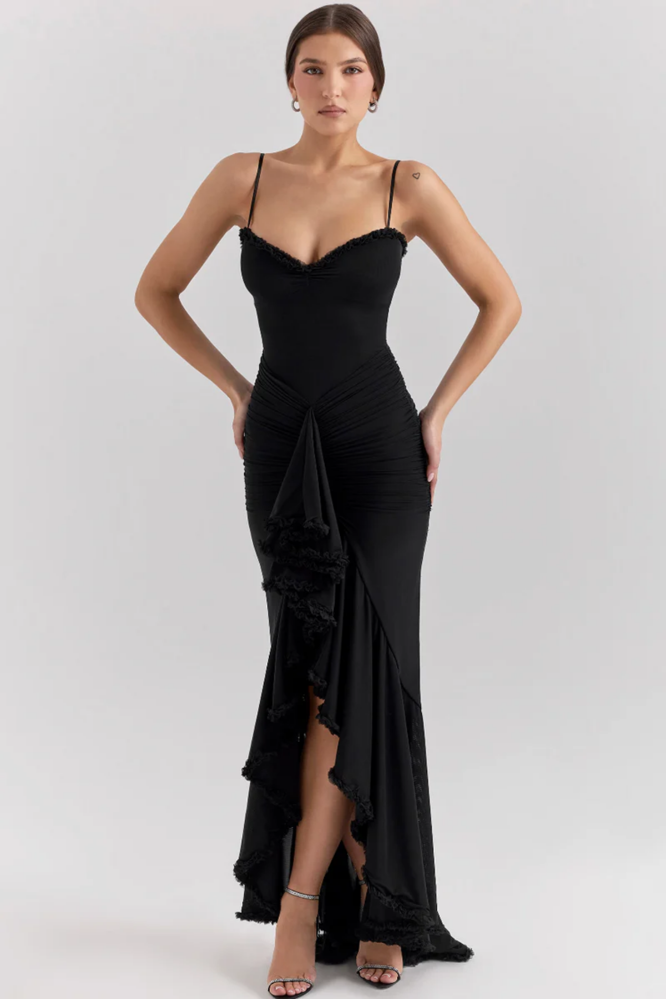 Mariselle – Ruffled drape – Mesh corset gown-15151291400576-Santi Vento Atelier