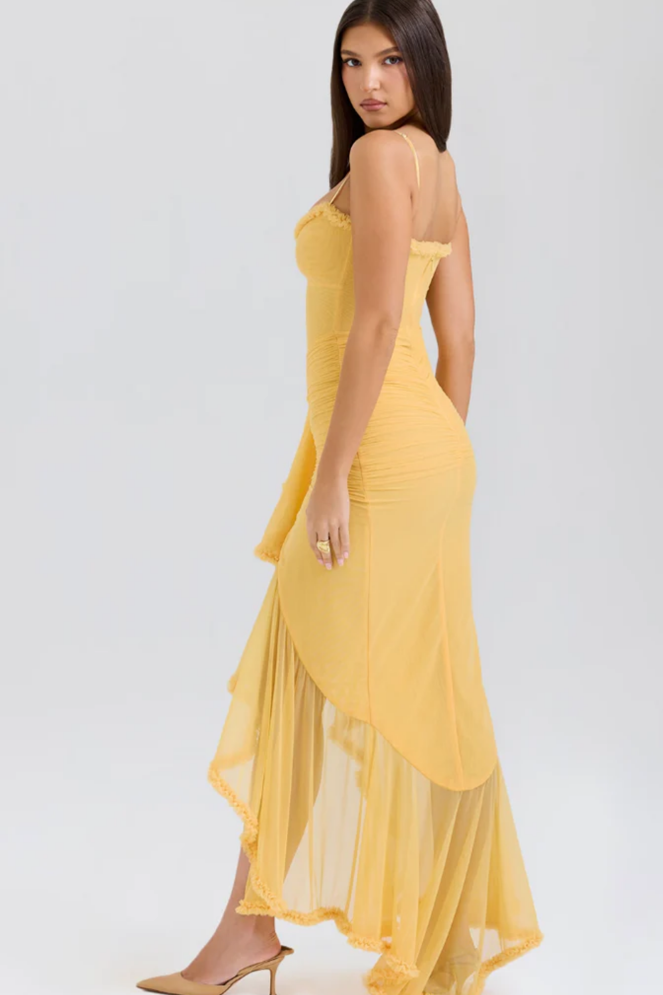 Mariselle – Ruffled drape – Mesh corset gown-15151291400576-Santi Vento Atelier