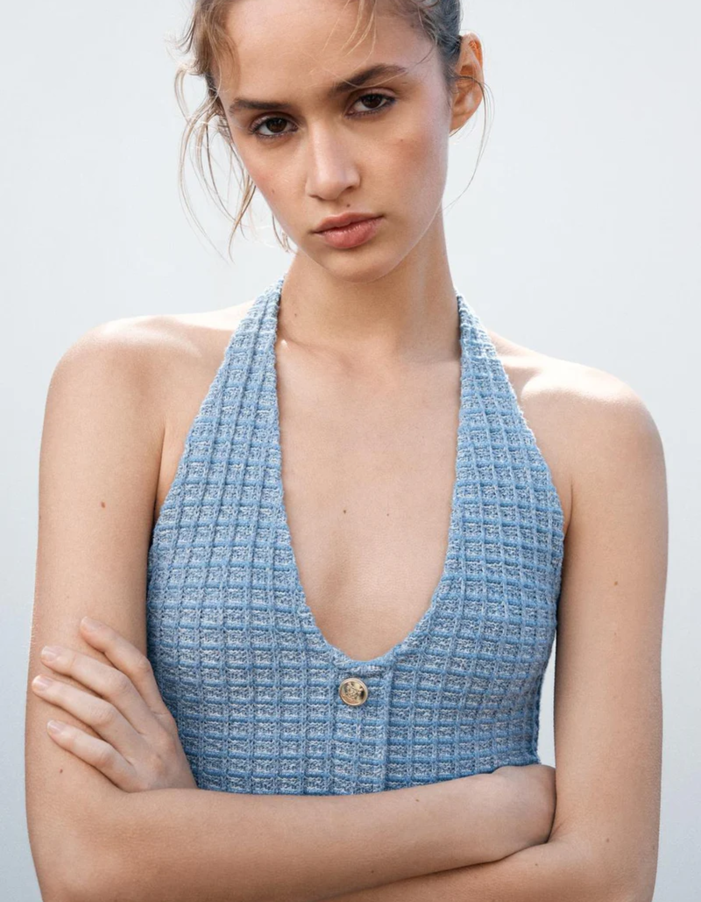 Marisse – Tweed texture – Halterneck mini dress-15146110648704-Santi Vento Atelier