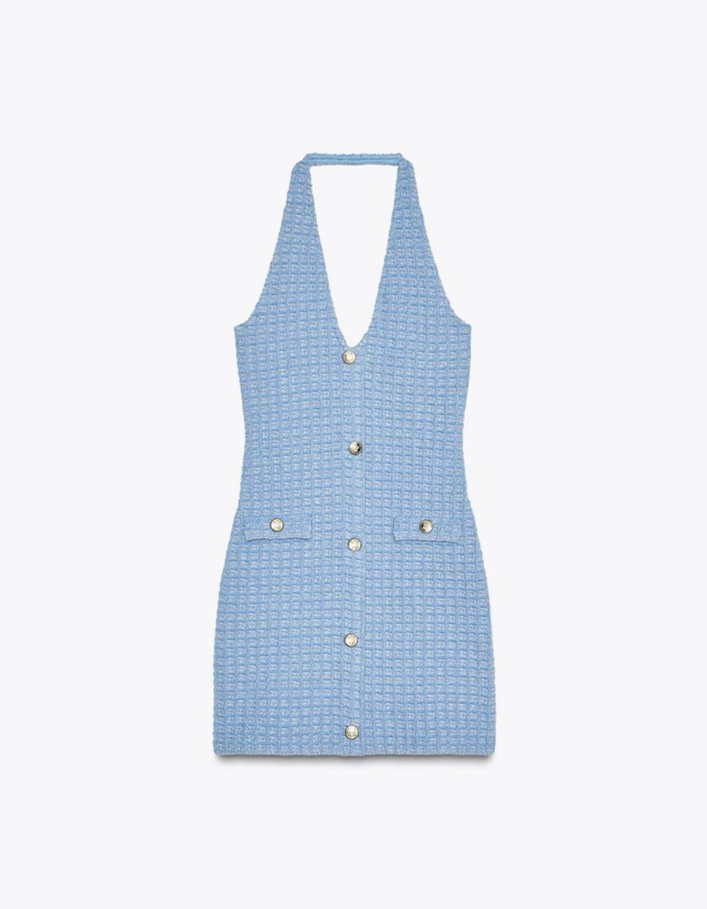 Marisse – Tweed texture – Halterneck mini dress-15146110648704-Santi Vento Atelier