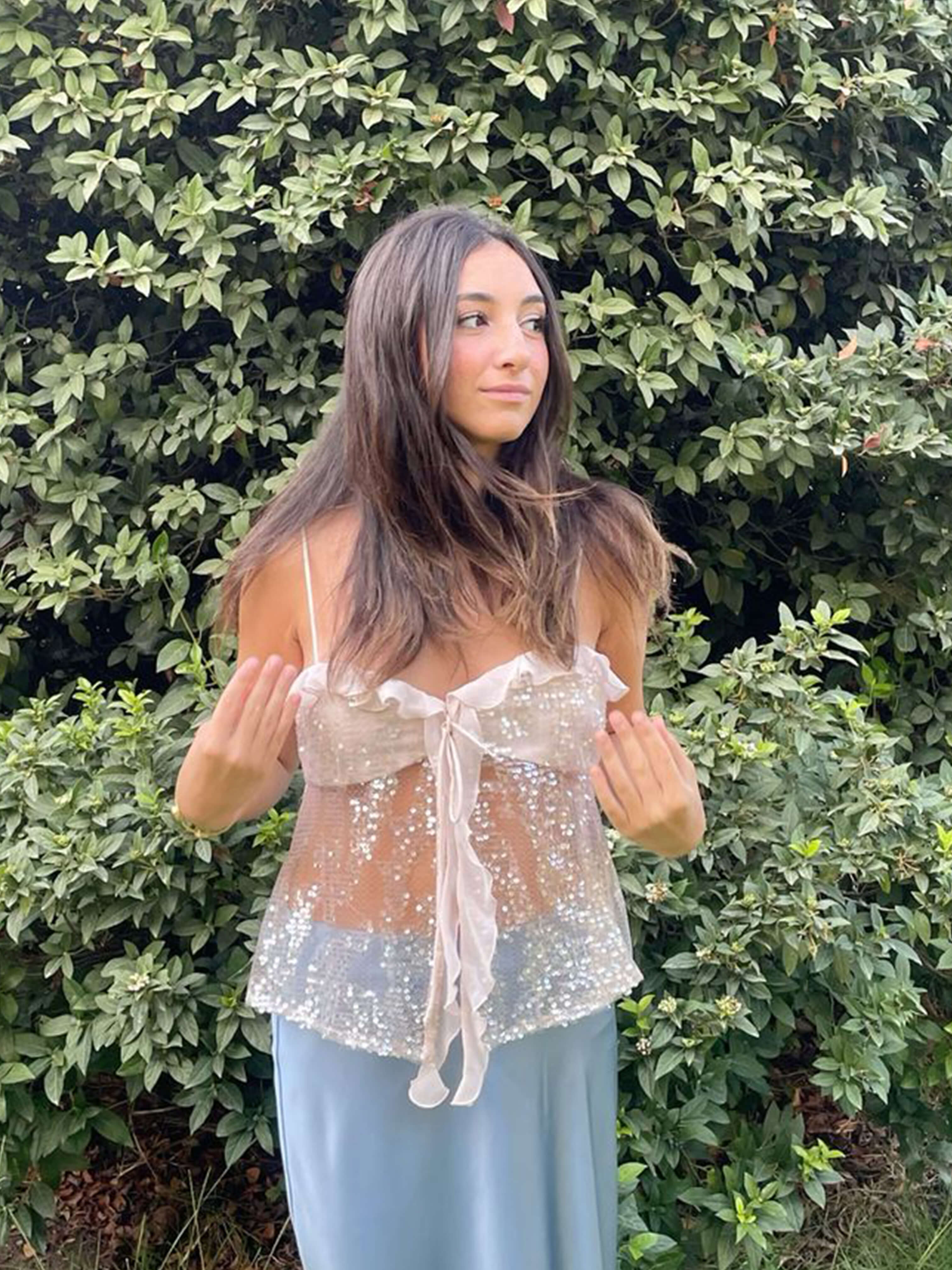 Maristelle – Ruffle sequin – Mesh top-15157941043584-Santi Vento Atelier