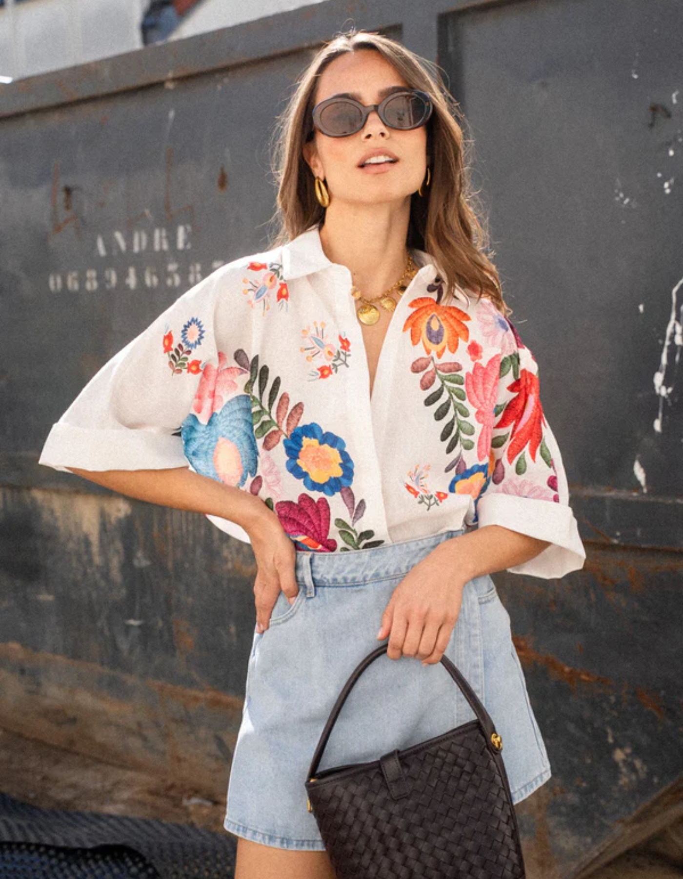 Marizette – Floral embroidery – Linen blouse-15155708133760-Santi Vento Atelier