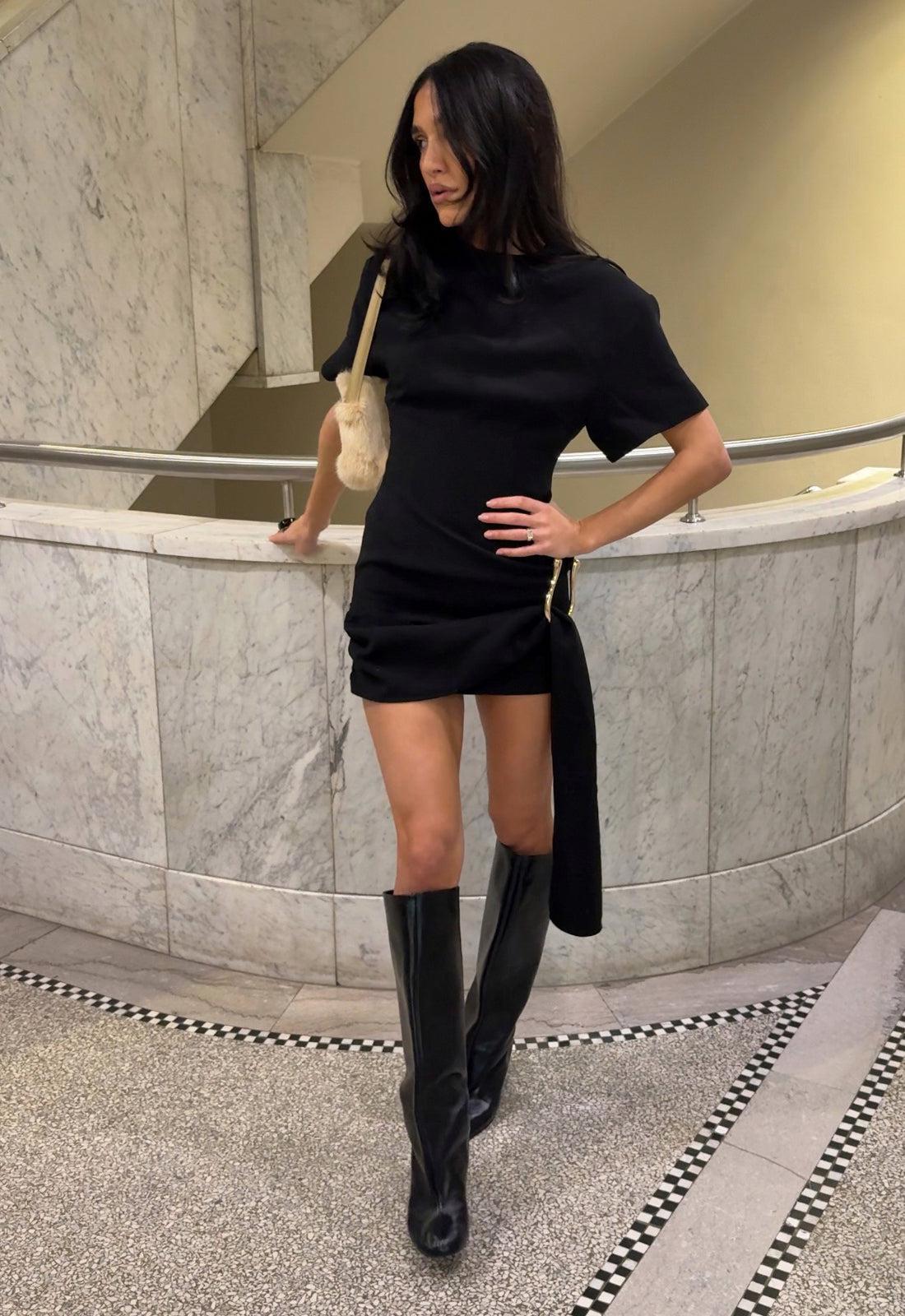 Martini Onyx – Asymmetrical draping – Mini dress-15140815438208-Santi Vento Atelier