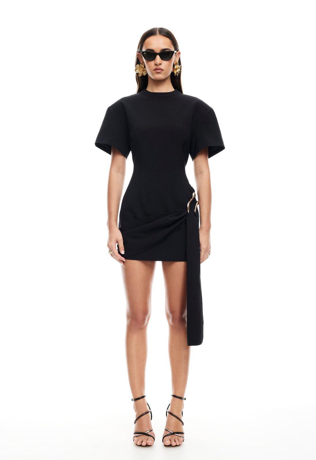 Martini Onyx – Asymmetrical draping – Mini dress-15140815438208-Santi Vento Atelier