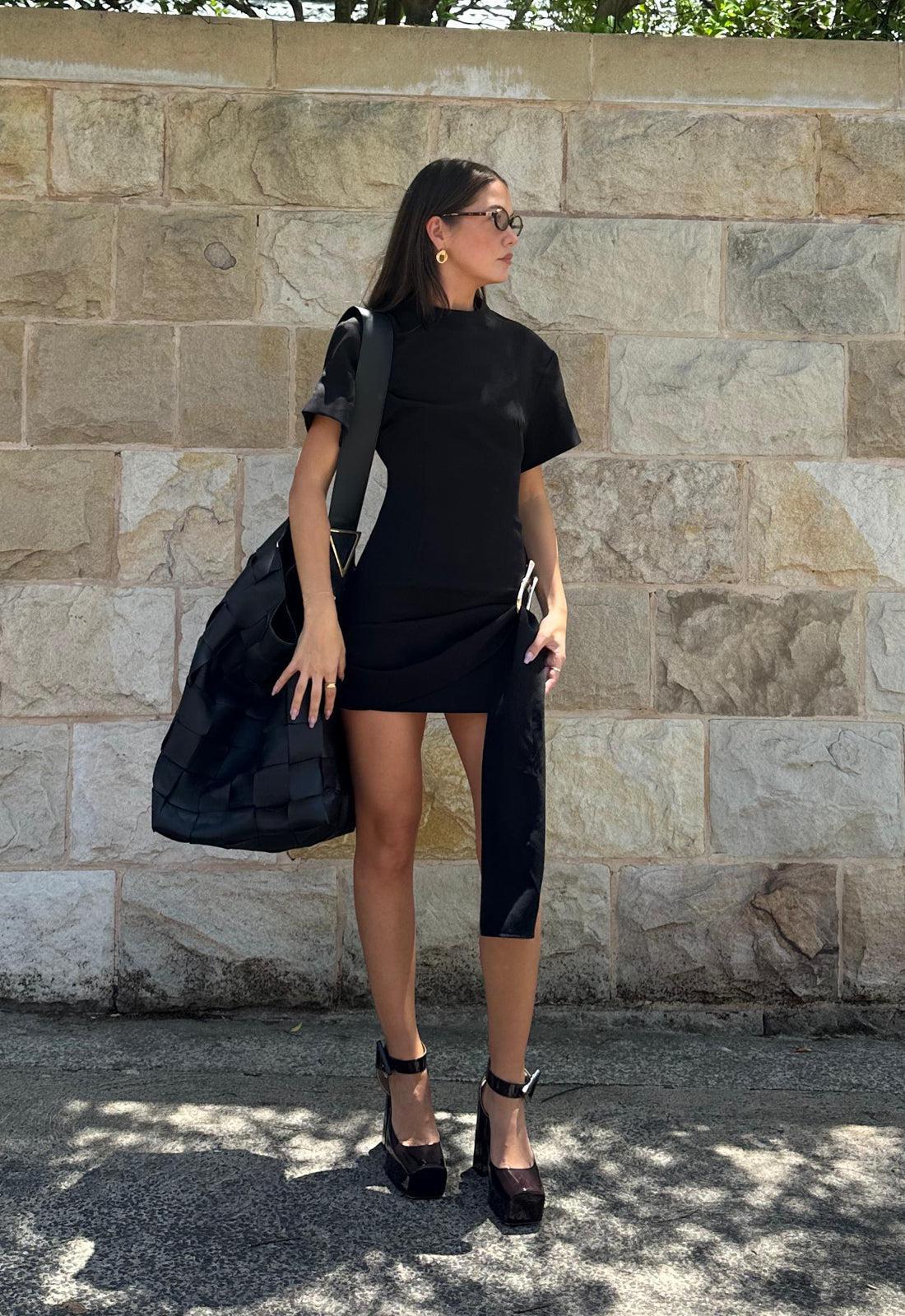 Martini Onyx – Asymmetrical draping – Mini dress-15140815438208-Santi Vento Atelier