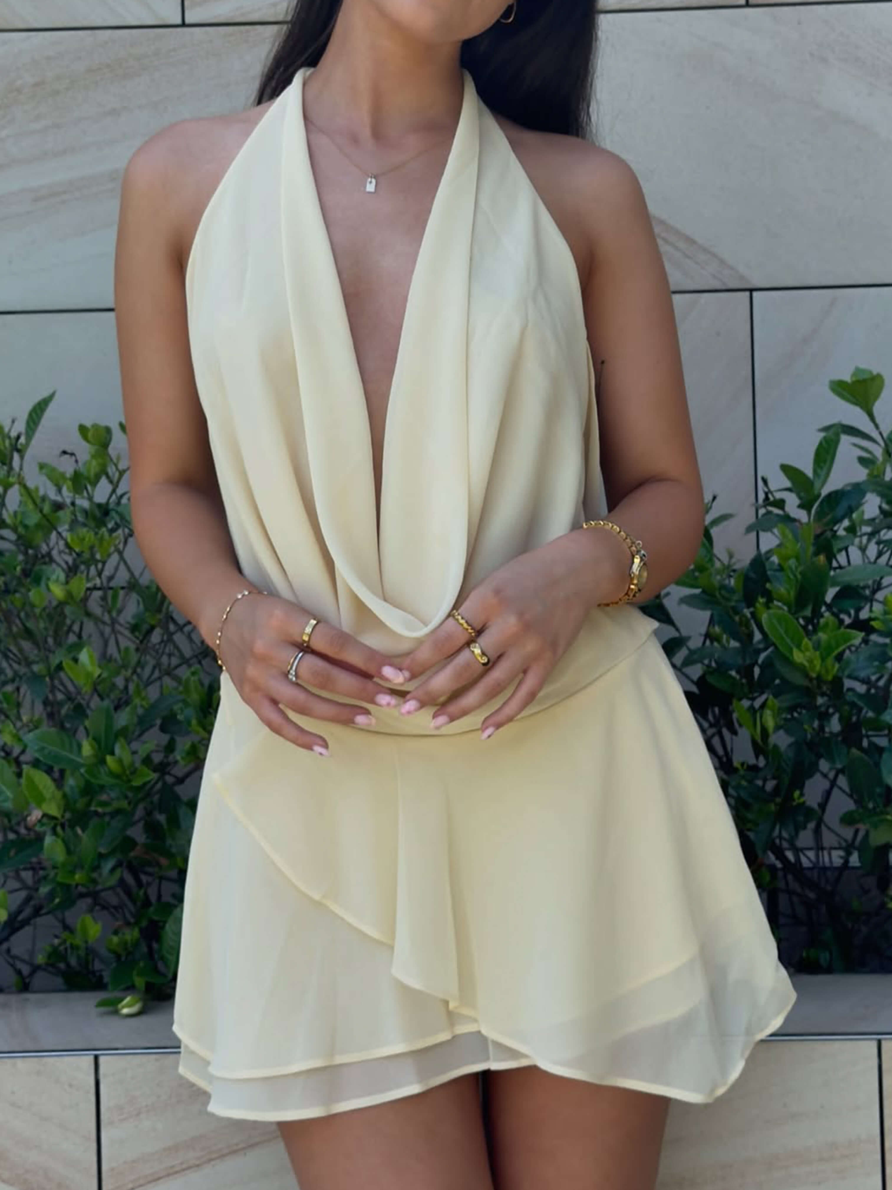 Melavie – Draped front detail – Halter mini dress-15157945139584-Santi Vento Atelier