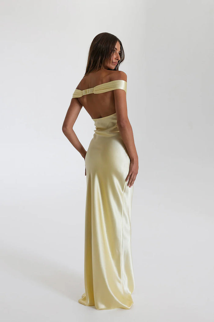 Meliora – Off shoulder silk – Sculpted satin gown-15151288058240-Santi Vento Atelier