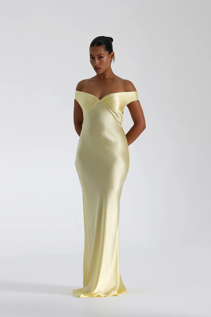Meliora – Off shoulder silk – Sculpted satin gown-15151288058240-Santi Vento Atelier