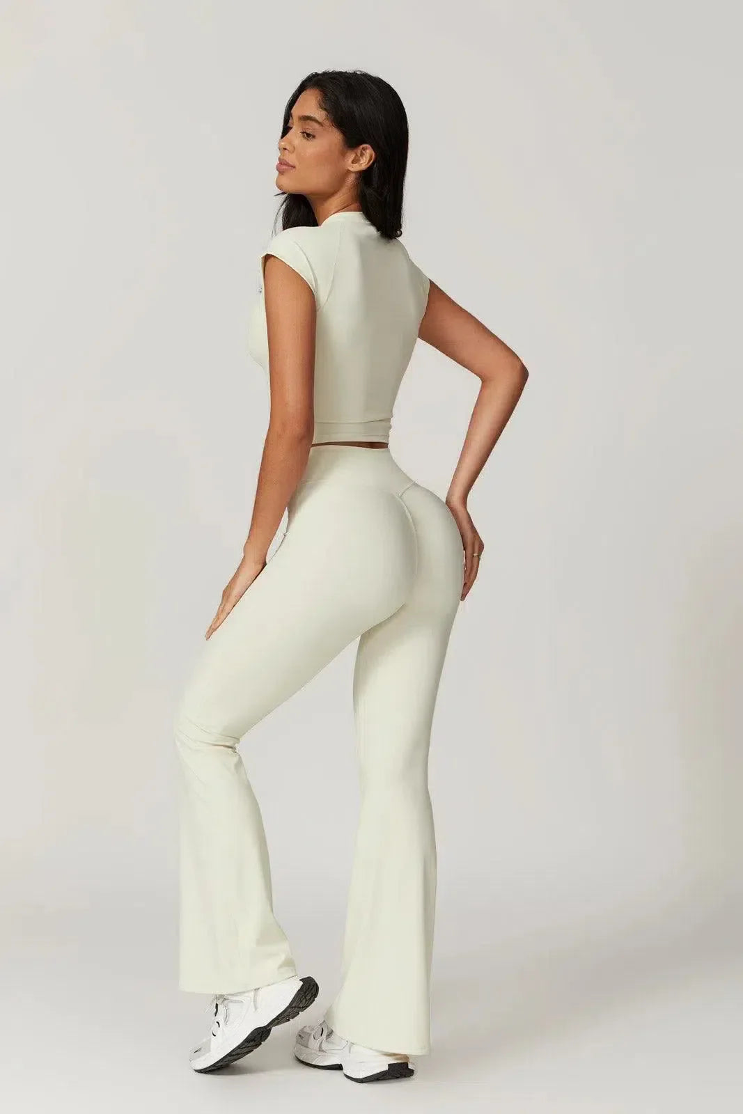 Mila – High-waisted fit – Gym-ready flared leggings-15138001617280-Santi Vento Atelier
