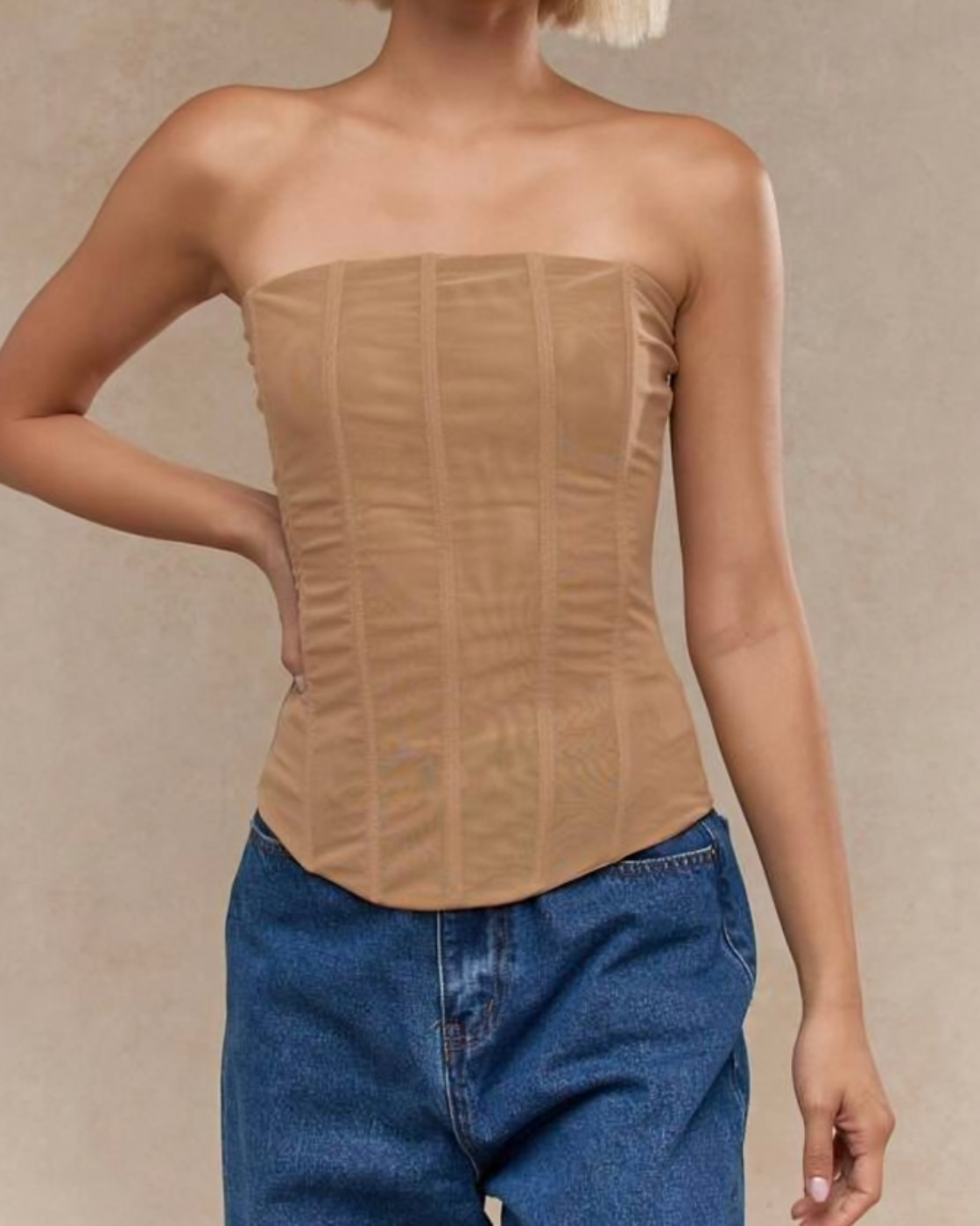 Mira – Sheer ruched – Strapless corset top-15157721694592-Santi Vento Atelier