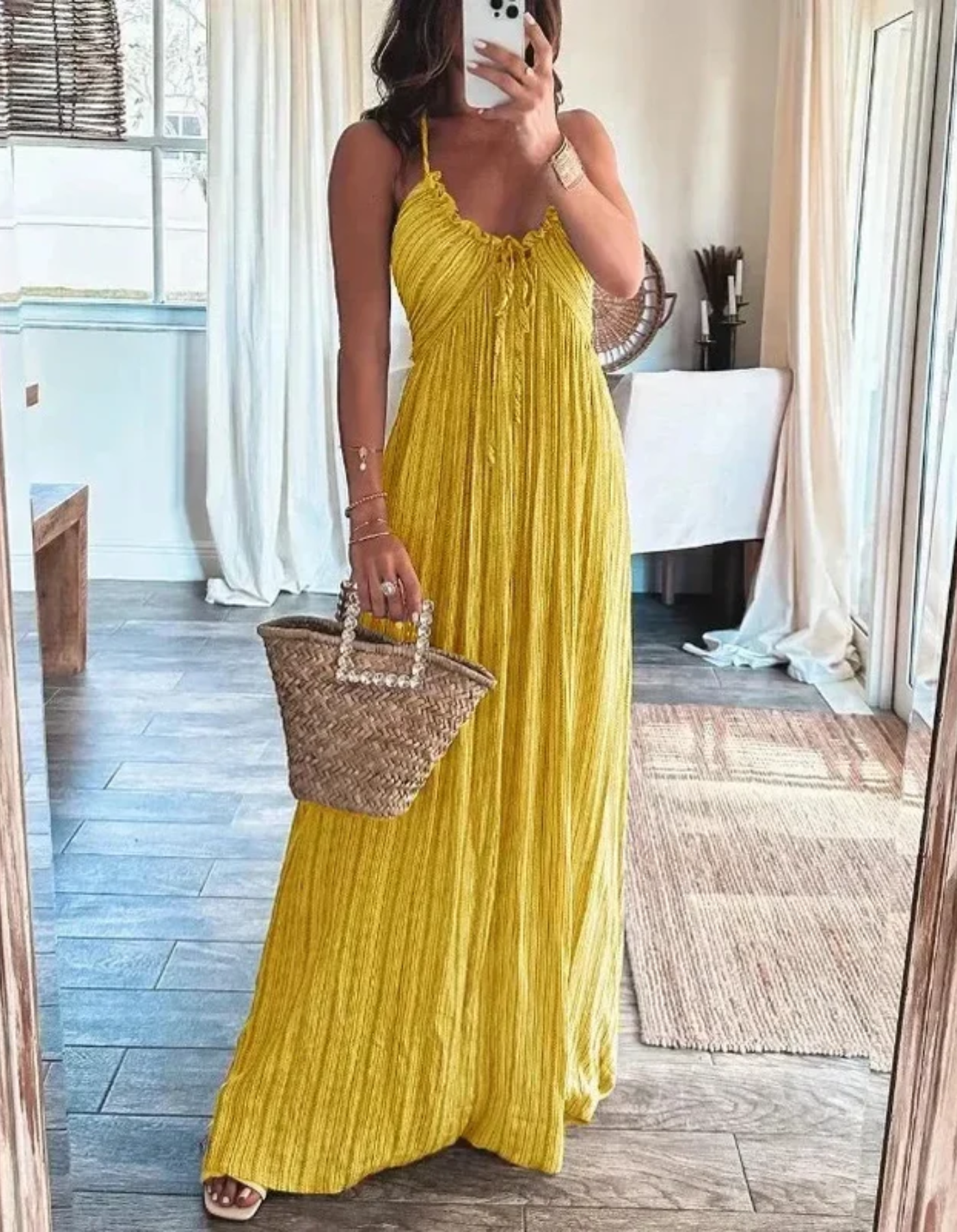 Miretta – Crinkled boho texture – Halter maxi dress-15148418105728-Santi Vento Atelier