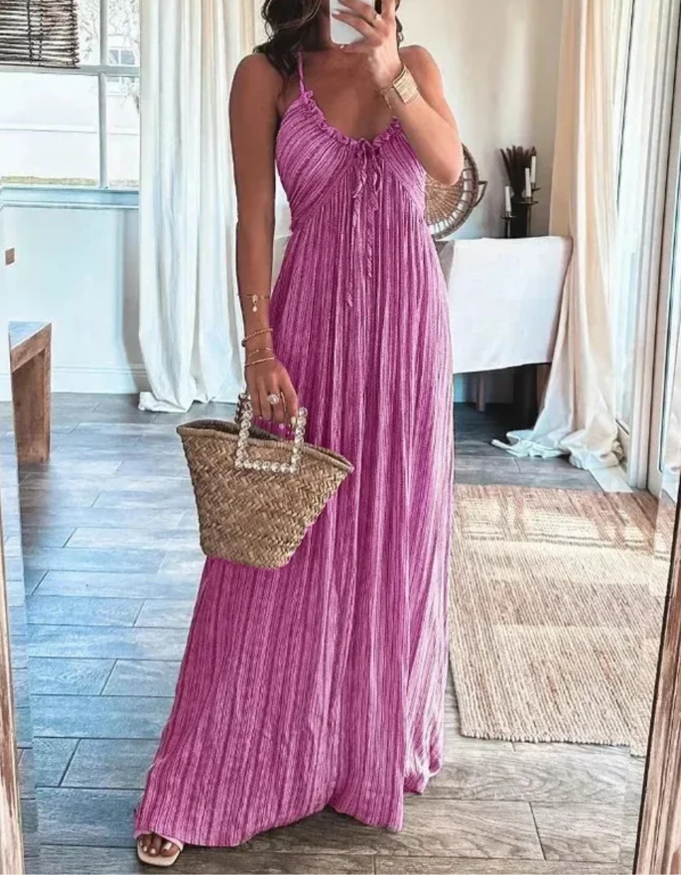 Miretta – Crinkled boho texture – Halter maxi dress-15148418105728-Santi Vento Atelier