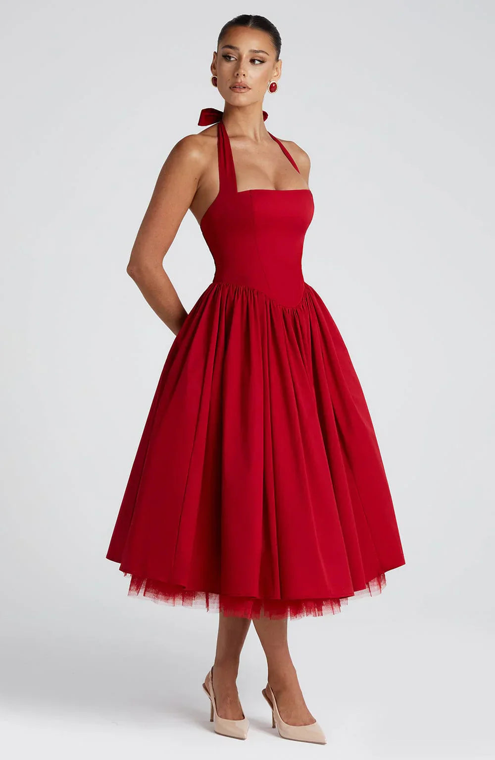 Monétine – Lace-up corset detail – Midi dress-15139772727680-Santi Vento Atelier