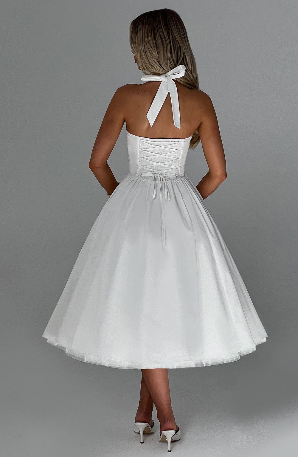 Monétine – Lace-up corset detail – Midi dress-15139772727680-Santi Vento Atelier