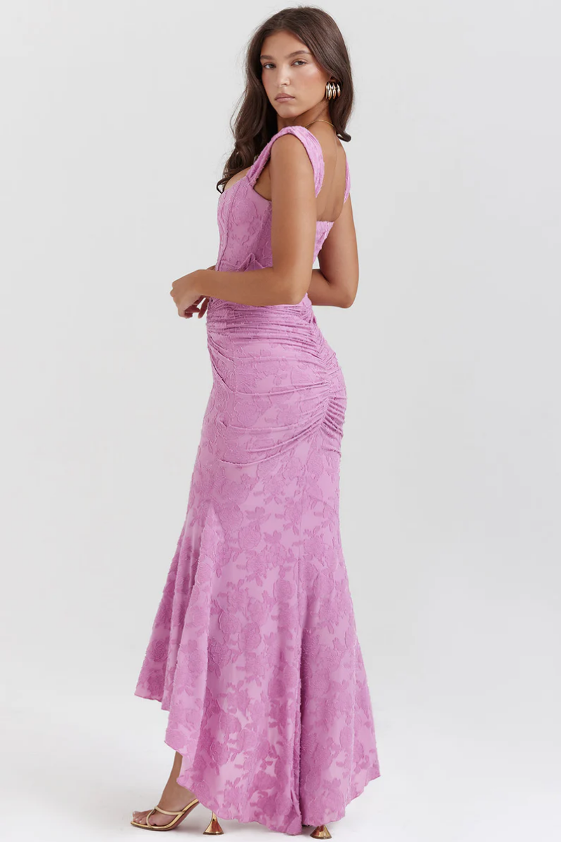 Mylah – Ruched bodice – Lace maxi dress-15139767648640-Santi Vento Atelier