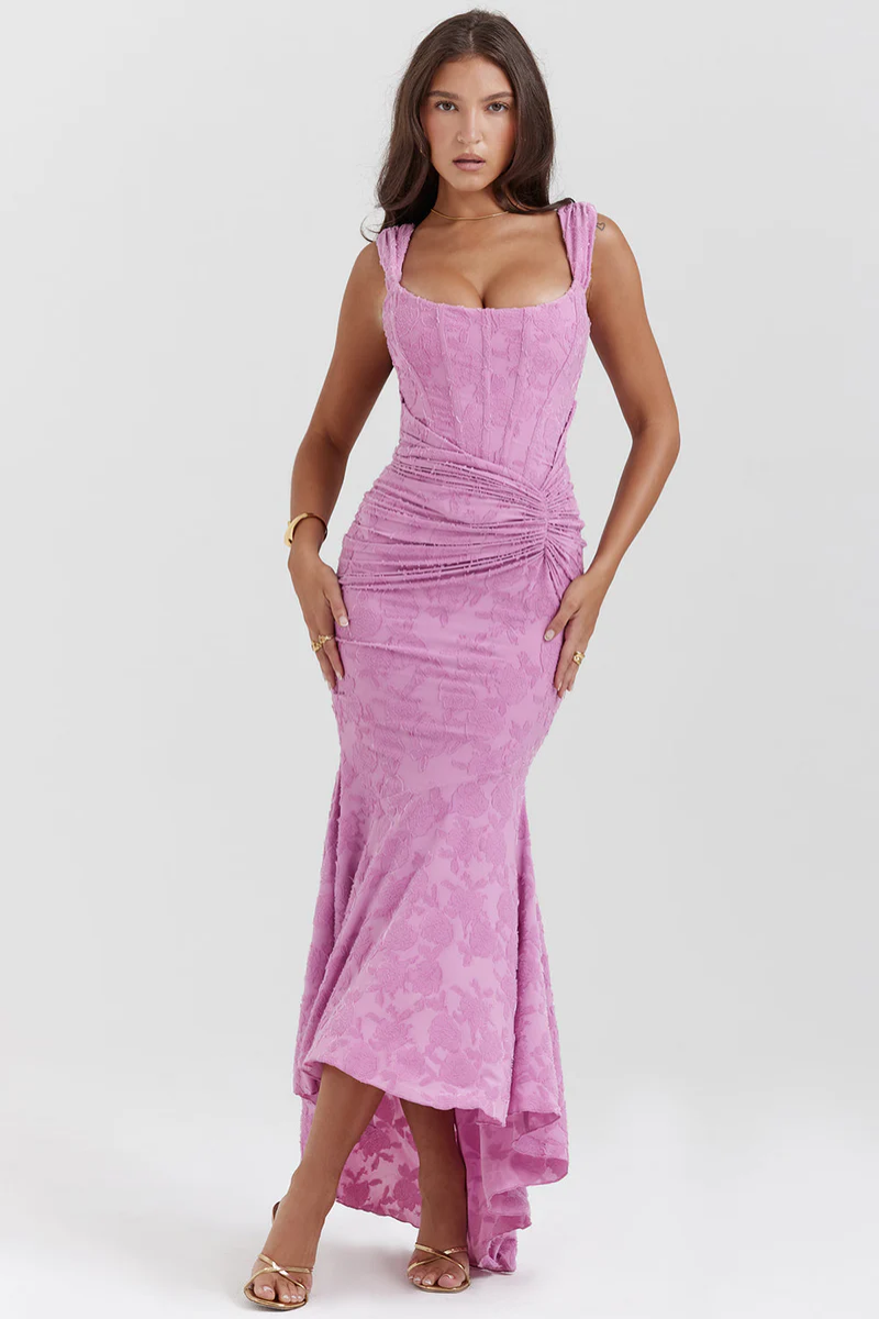 Mylah – Ruched bodice – Lace maxi dress-15139767648640-Santi Vento Atelier