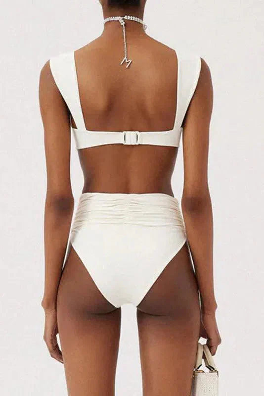 Naiad – Minimalist design – Embellished ruched bikini set-15138009350528-Santi Vento Atelier