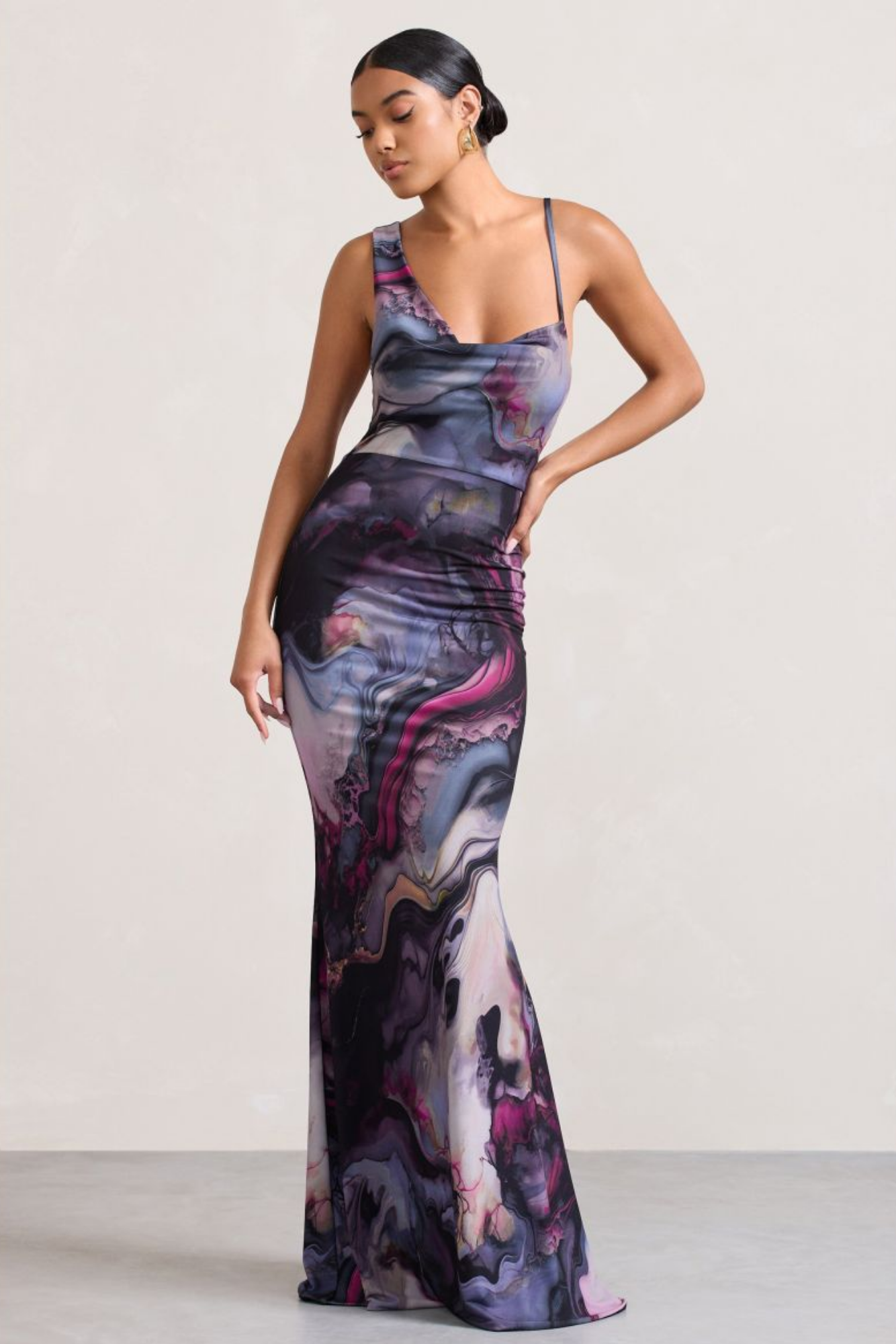 Noirelle – Marble swirl – Satin slip gown-15148418630016-Santi Vento Atelier