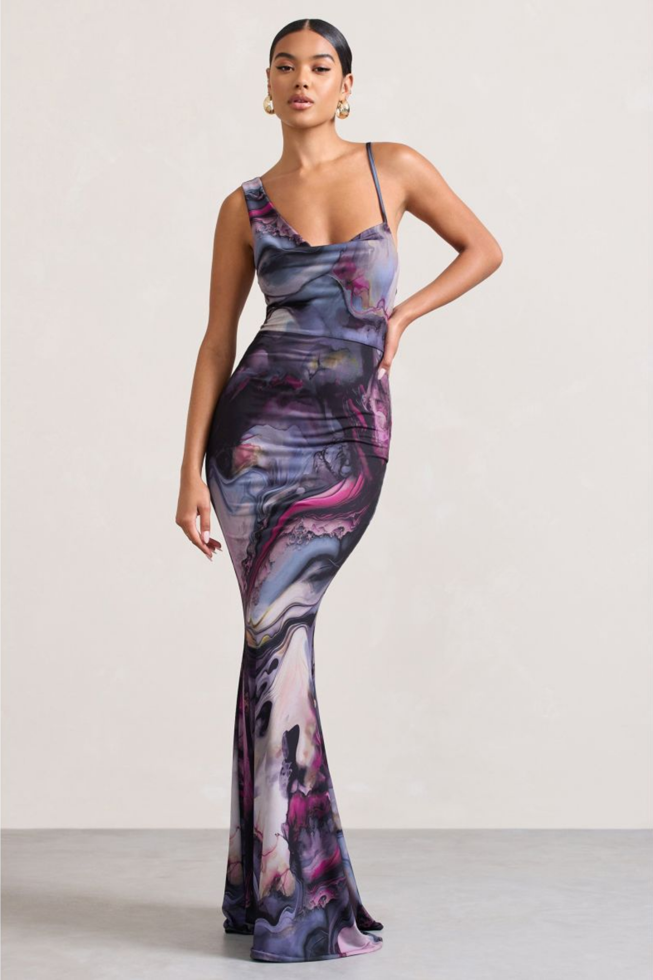 Noirelle – Marble swirl – Satin slip gown-15148418630016-Santi Vento Atelier