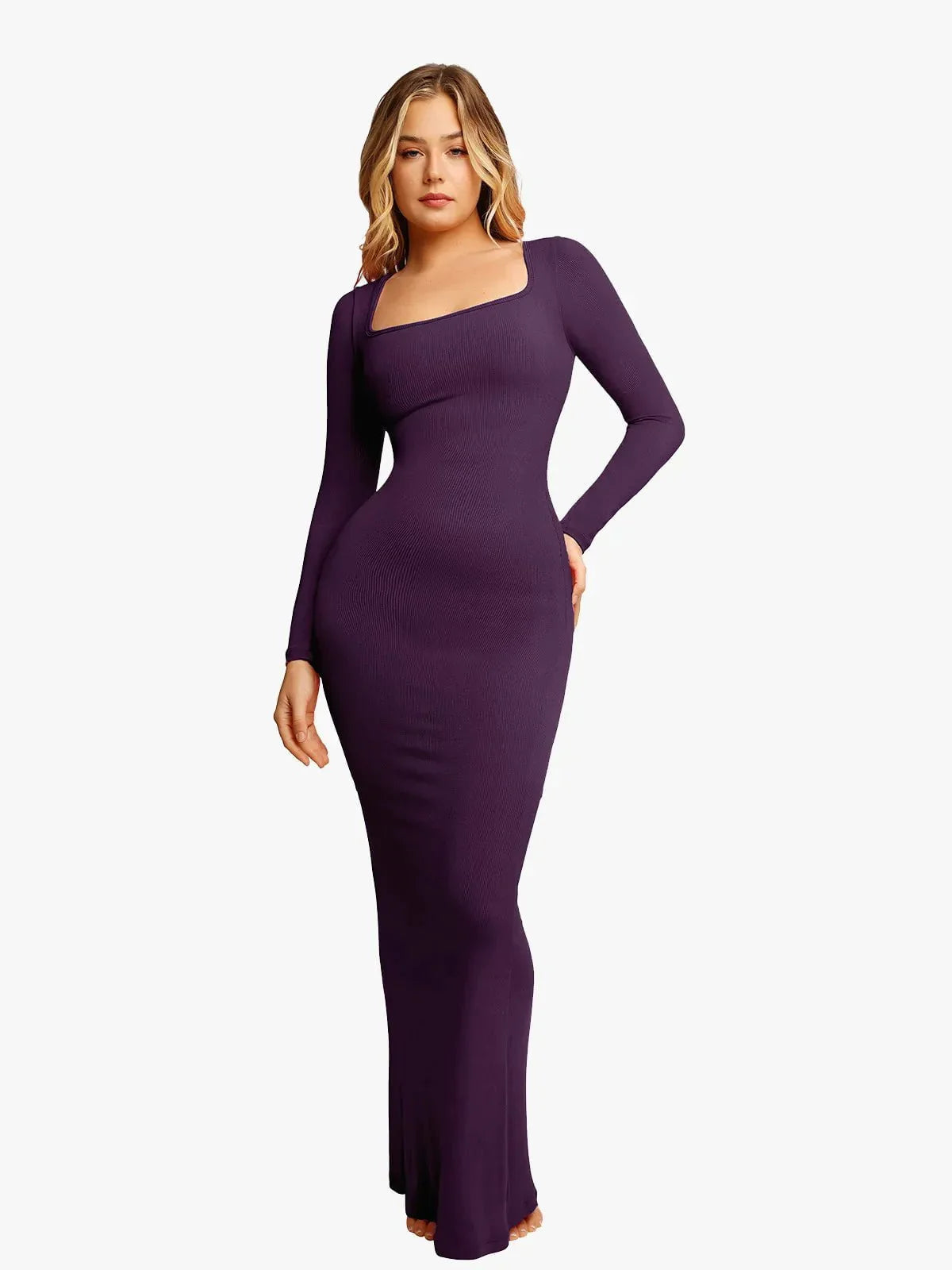 Nuvérra – Sculpted knit – Long sleeve maxi dress-15148419219840-Santi Vento Atelier