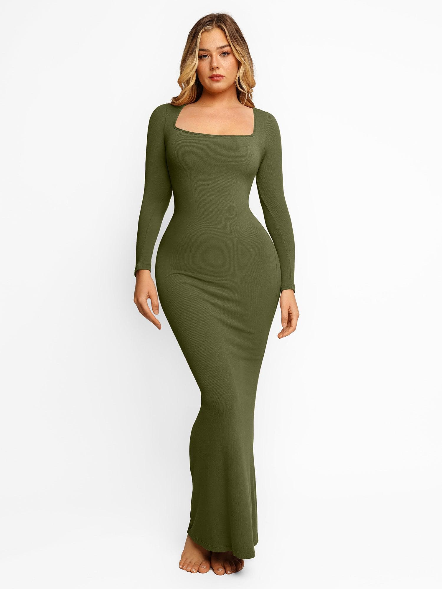 Nuvérra – Sculpted knit – Long sleeve maxi dress-15148419219840-Santi Vento Atelier